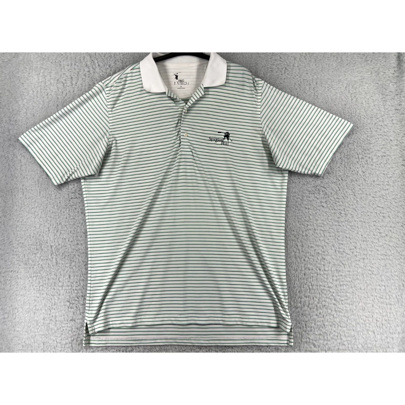 Vintage F&G Tech Polo Shirt Mens XL Green White Stripe Polo Shirt Golf Polyester Polo Shirt Mens XL Green White Stripe Size US XL / EU 56 / 4 - 2 Thumbnail