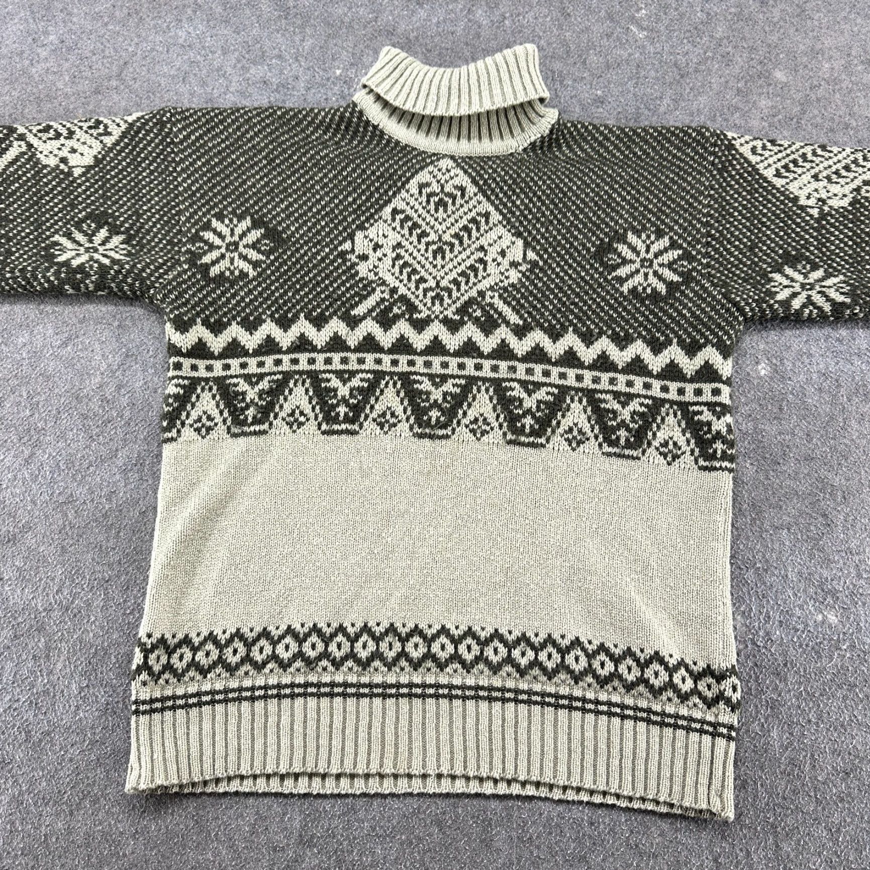 Vintage VINTAGE Reymo Sweater Mens XL Gray Wool Fair Isle Pullover Mock Neck 90s Aztec Wool Turtleneck Casual Workwear Men Regular Knit Jacket Size US XL / EU 56 / 4 - 3 Thumbnail