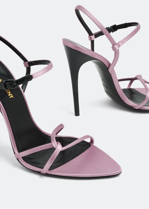 Saint Laurent Paris o1s1wg111024 Clara Sandals in Silk Satin in Pink Size US 8.5 / IT 38.5 - 2 Thumbnail