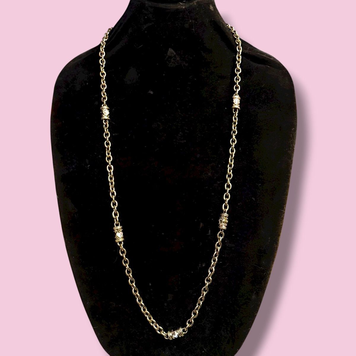 Other Long gold tone station crystal chain necklace Size ONE SIZE - 1 Thumbnail