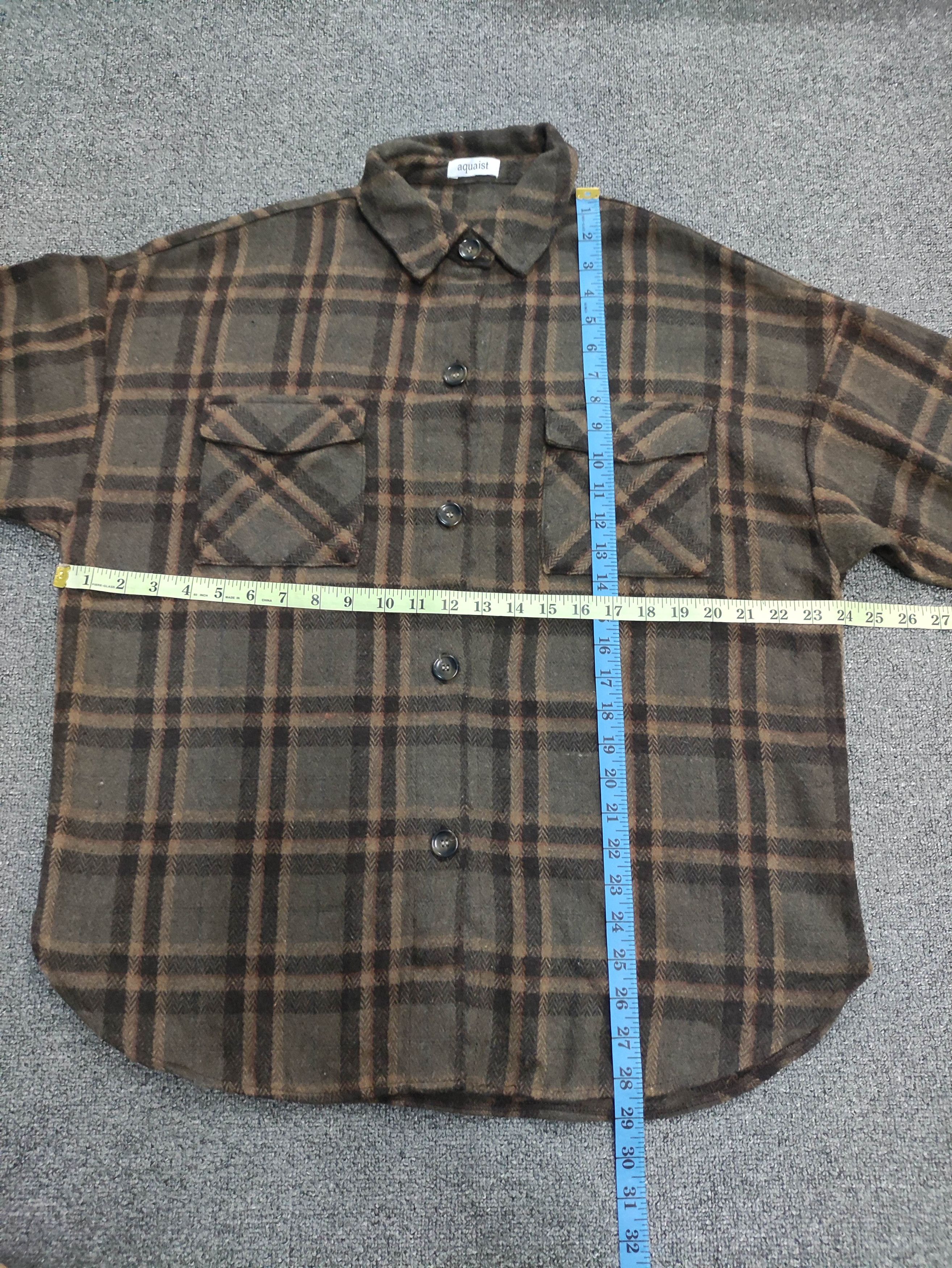 Japanese Brand Vintage Flannel Shirt Button Long Sleeve Up Brown By Aquaist Size L / US 10 / IT 46 - 10 Thumbnail