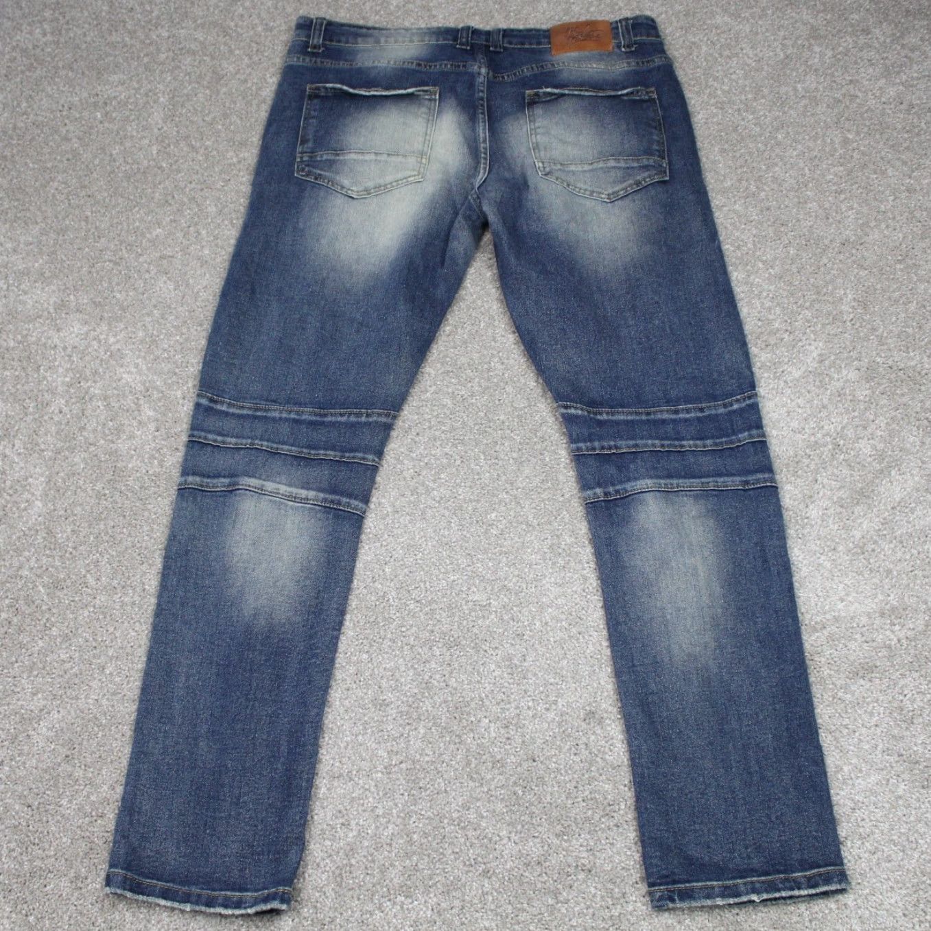 Vintage Bleecker & Mercer Jeans Men 34x32 Blue Slim Distressed Stretch Denim Straight Leg 5-Pocket Size US 34 / EU 50 - 7 Thumbnail