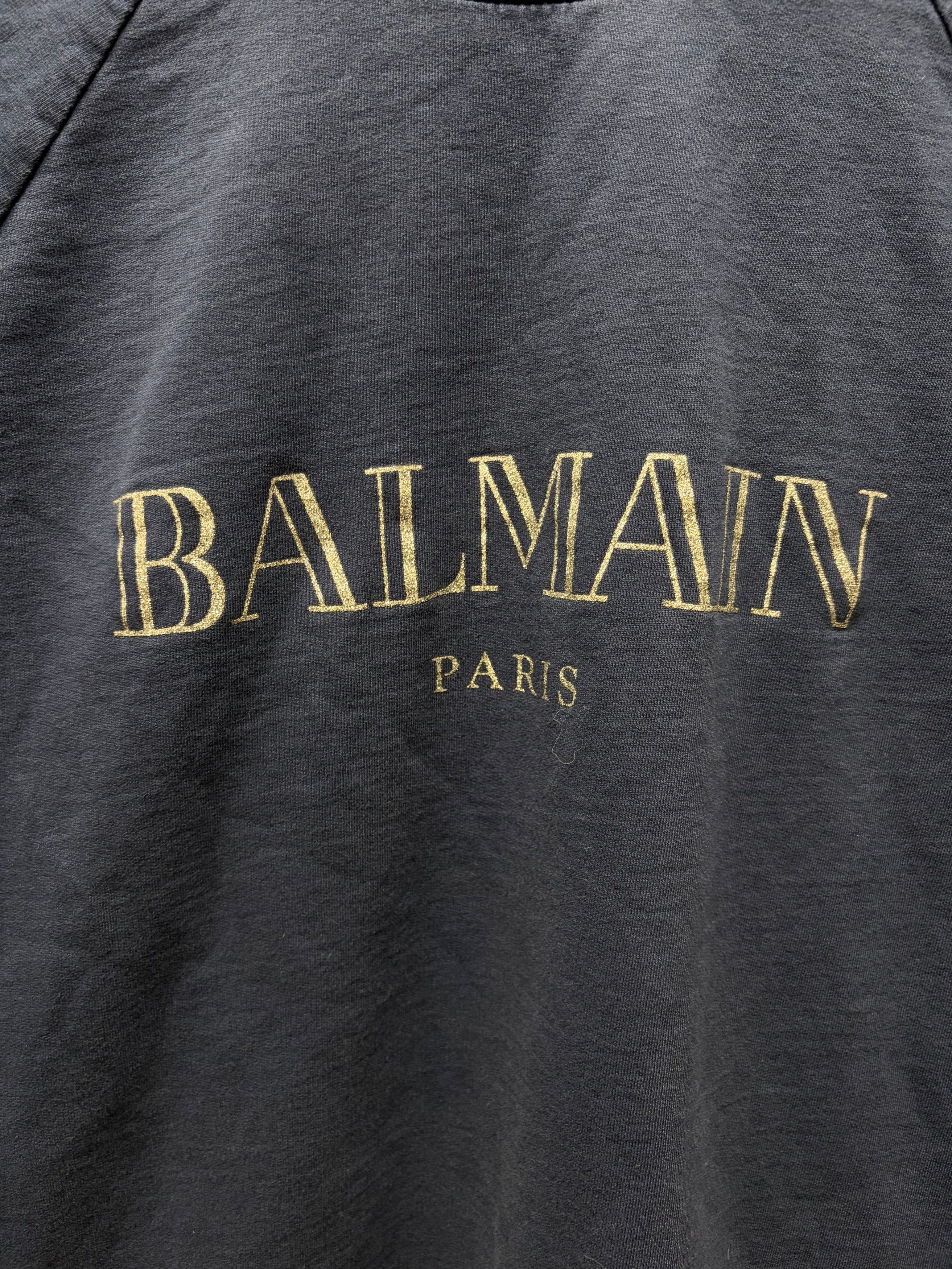 Balmain Balmain Silver/Navy Cotton Logo Crewneck Sweatshirt Size US S / EU 44-46 / 1 - 2 Thumbnail