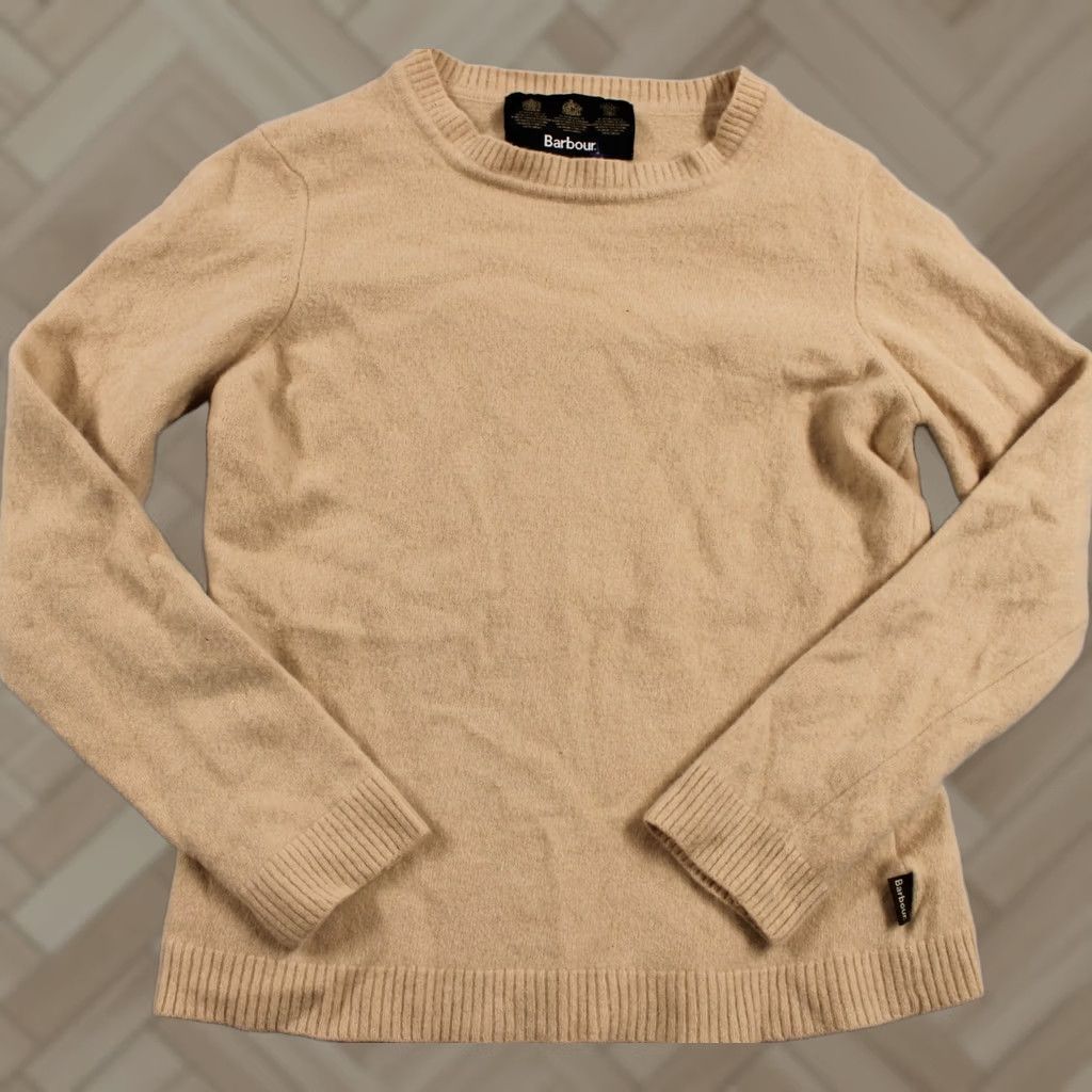 Barbour Barbour Sweater Womens 12 Beige Lambswool Crewneck Pullover Biscotti Soft Knit Size XL / US 12-14 / IT 48-50 - 1 Thumbnail