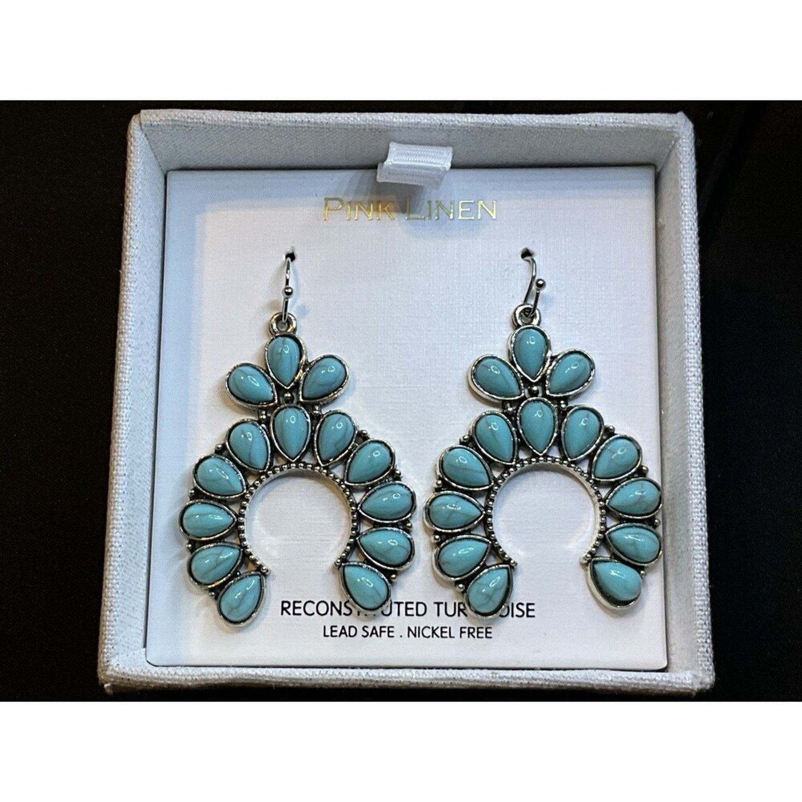 Other Pink Linen Reconstituted Turquoise Squash Blossom Earrings Size ONE SIZE - 6 Thumbnail