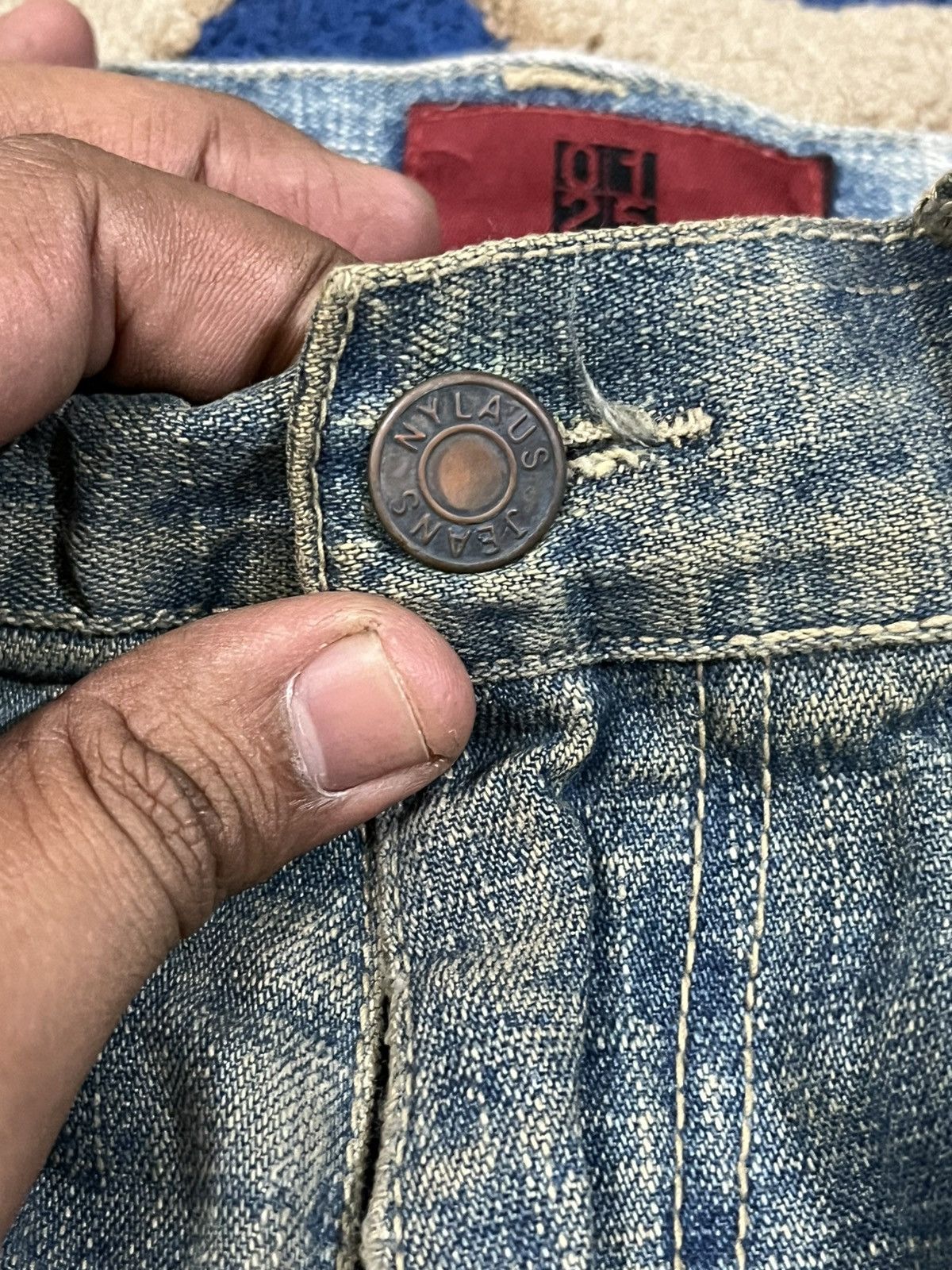 If Six Was Nine Vintage Japanese Nylaus 0125 Mudwash Patchwork Denim Size US 31 - 7 Thumbnail