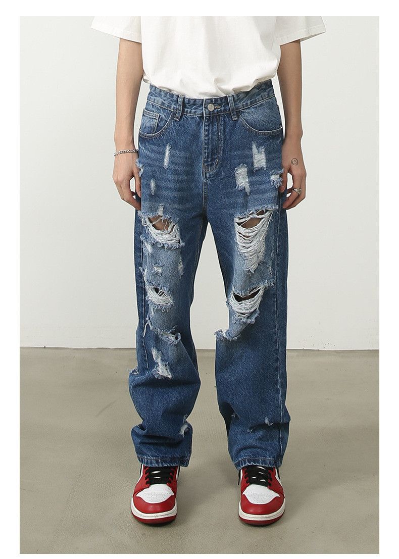 Japanese Brand Men's Street Hip-Hop Loose-Fit Distressed Jeans Size US 32 / EU 48 - 1 Thumbnail