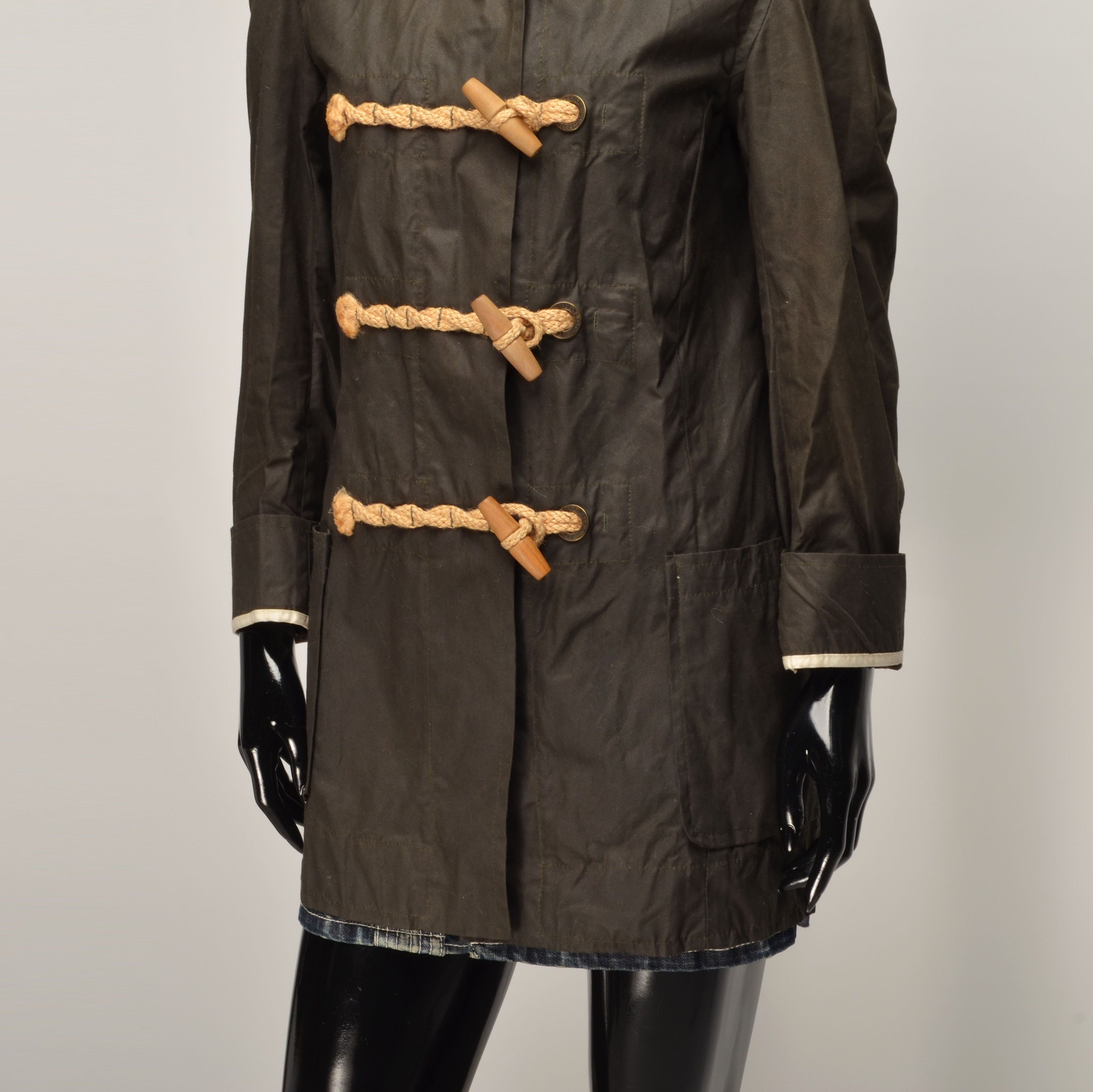 Gloverall Waxed Cotton Hooded Duffle Coat