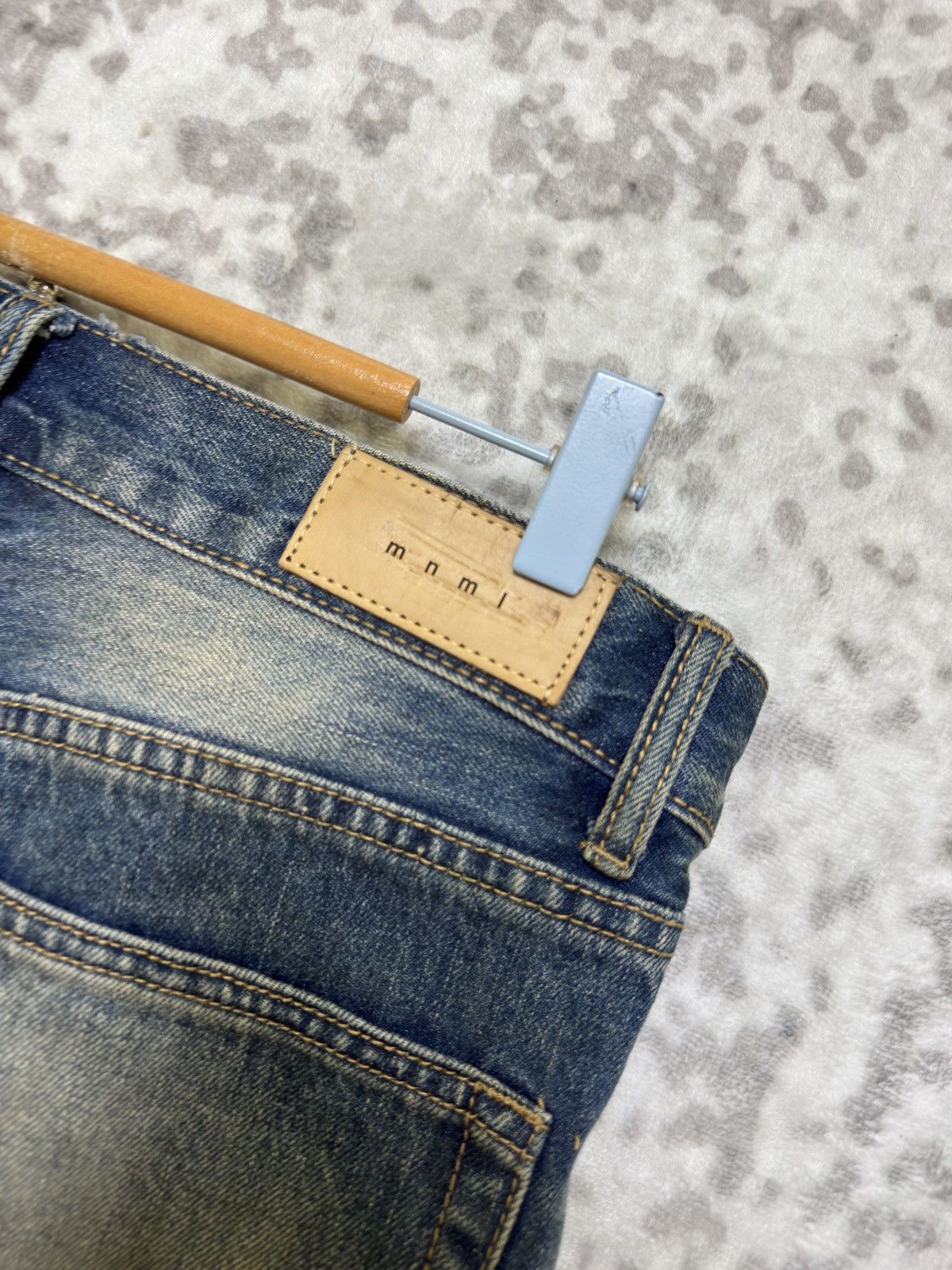 MNML Y2K MNML Blue Yarn Heavy Distressed Denim Jeans Size US 31 - 17 Thumbnail