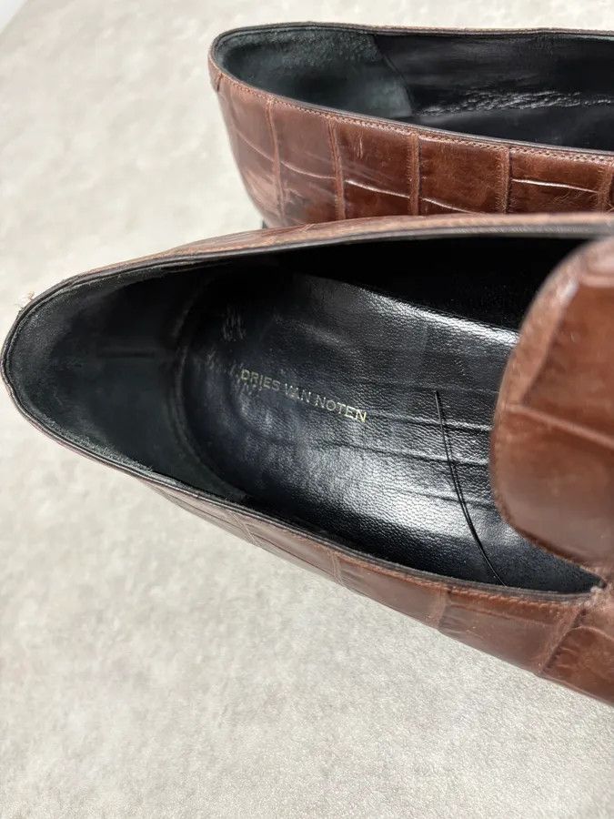 Dries Van Noten Dries Van Noten Brown Crocodile Effect Leather Loafers Size US 11 / EU 44 - 6 Thumbnail