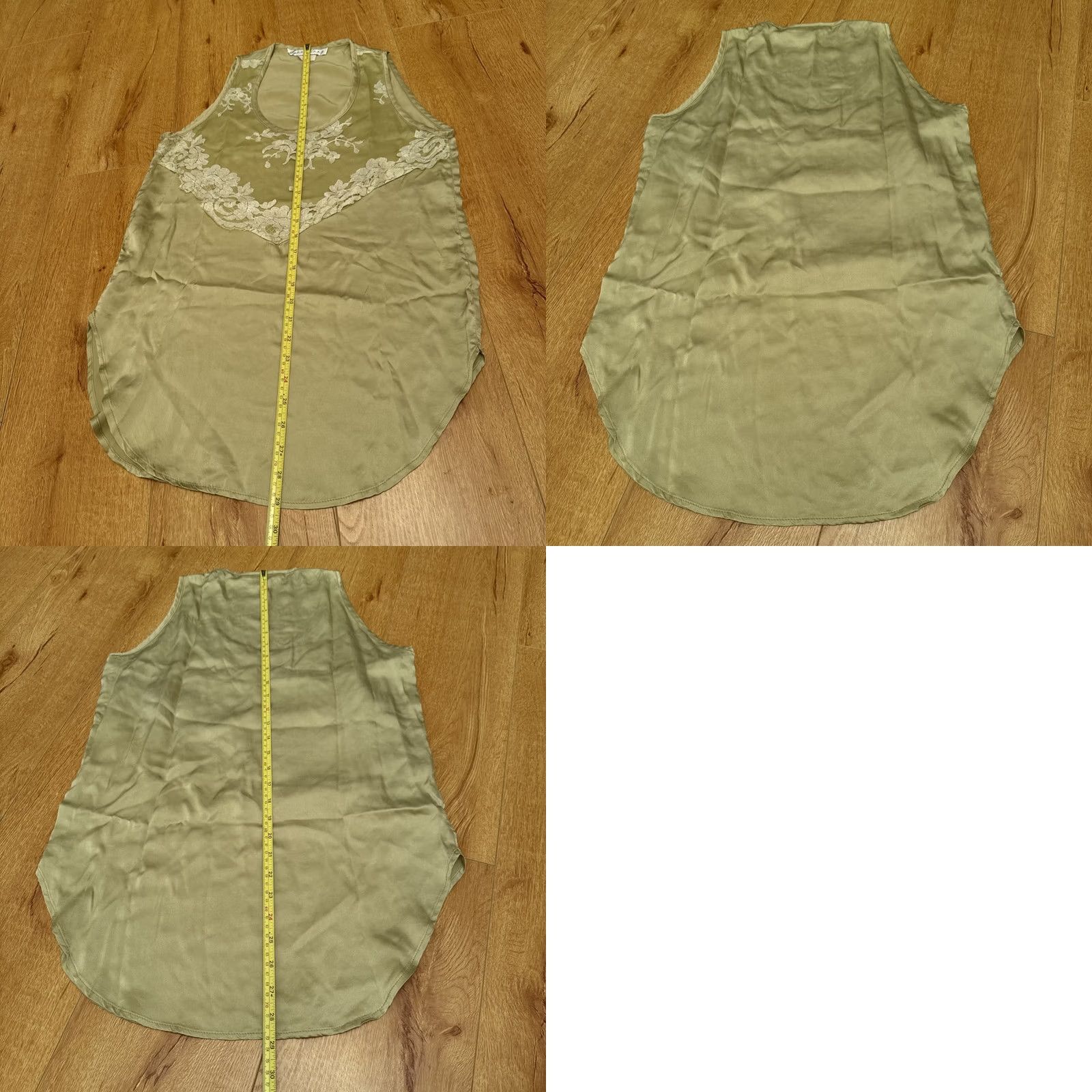 Vintage Sue Wong Silk Boho Sleeveless Floral Lace M Top Blouse Green Sage Green Pistachio Lace Womens M Size M / US 6-8 / IT 42-44 - 8 Thumbnail