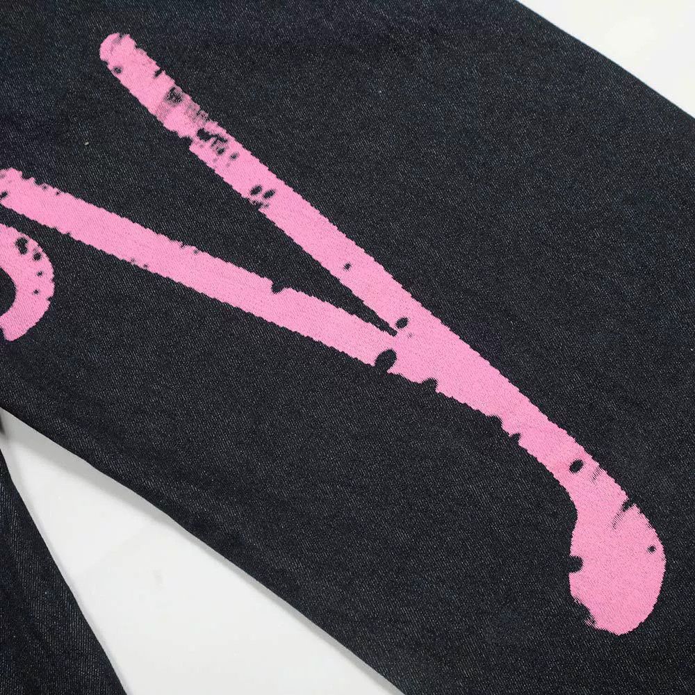 Men´s loose graffiti print wide-leg scimitar jeans Bottoms