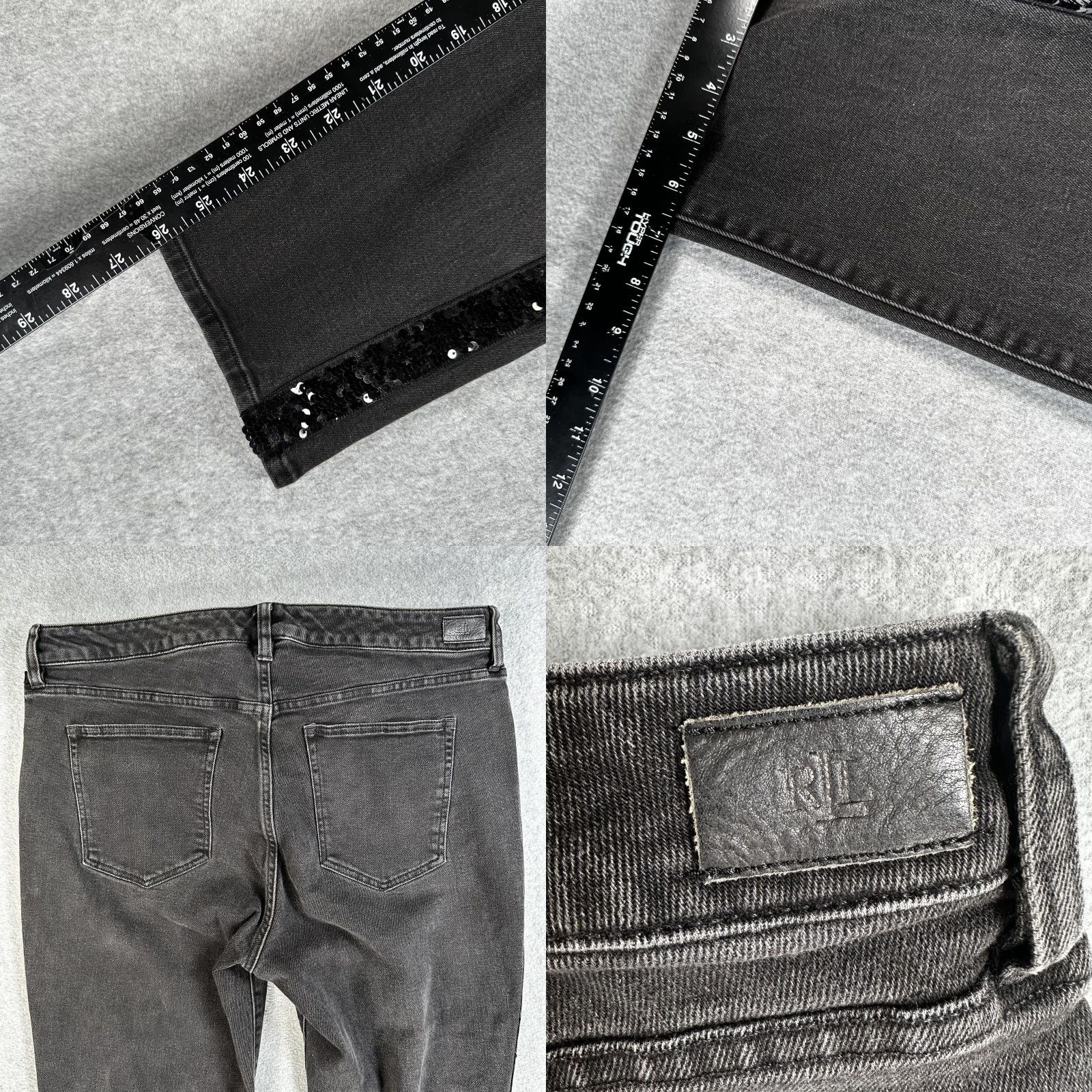 Ralph Lauren Lauren Ralph Lauren Jeans Womens 14 Charcoal Gray Sequin Side Stripe Straight Leg Denim Size 36" / US 14 / IT 50 - 8 Thumbnail