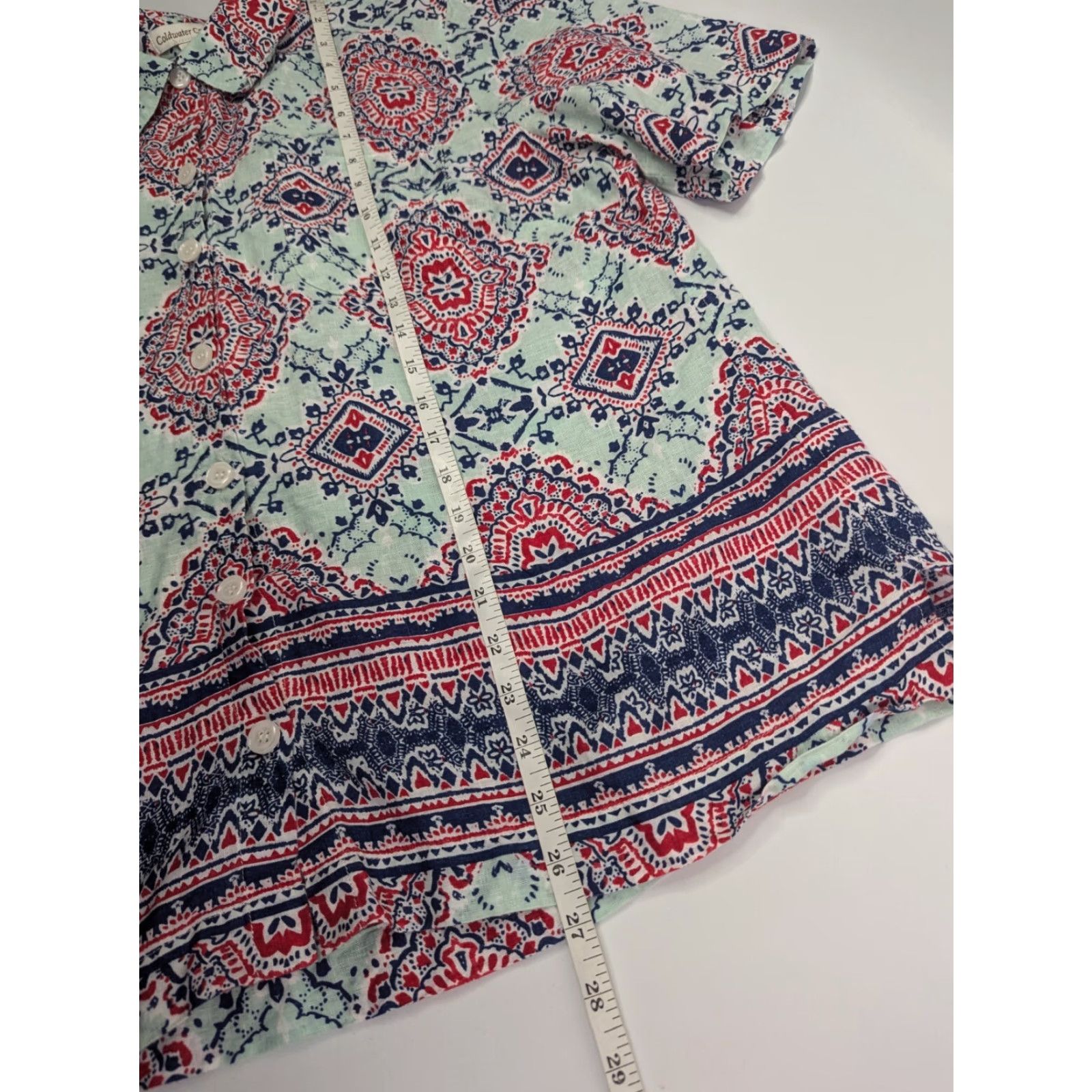 Coldwater Creek Coldwater Creek Blouse Women L Multicolor Linen Button Boho Artsy Floral Spring Summer Size L / US 10 / IT 46 - 3 Thumbnail