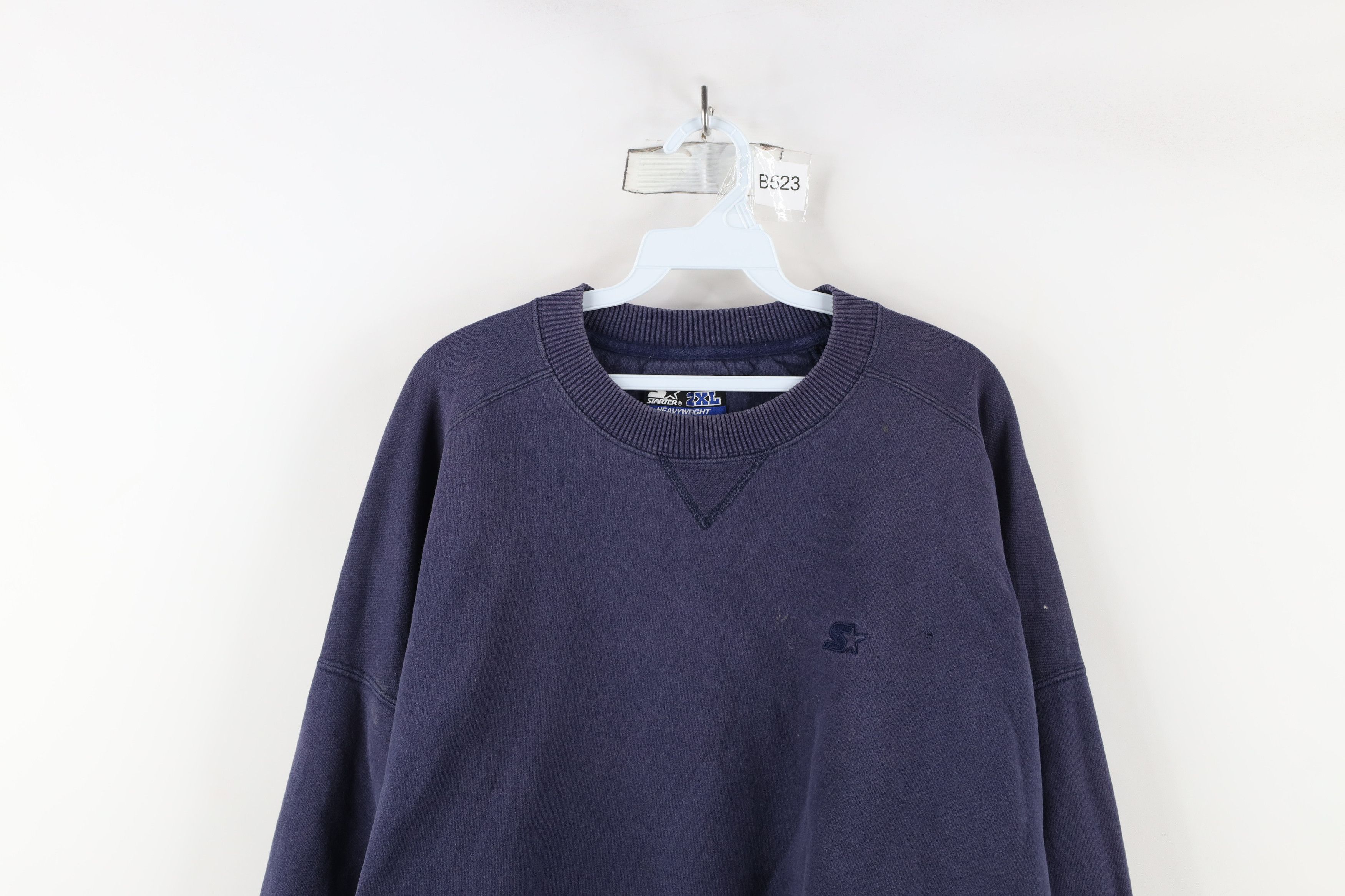 Starter × Vintage Vintage 90s Starter Heavyweight Crewneck Sweatshirt Blue Size US XXL / EU 58 / 5 - 2 Thumbnail