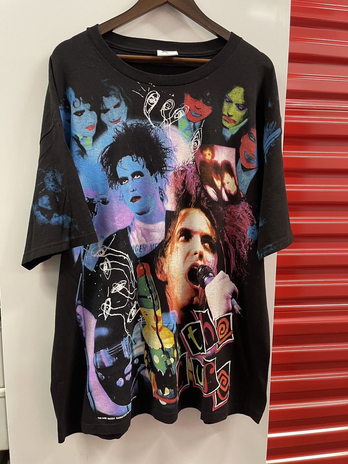 Image of Band Tees x The Cure Live In Concert Robert Smith Aop Goth Rock Band Tee in Black, Men's (Size 2XL)