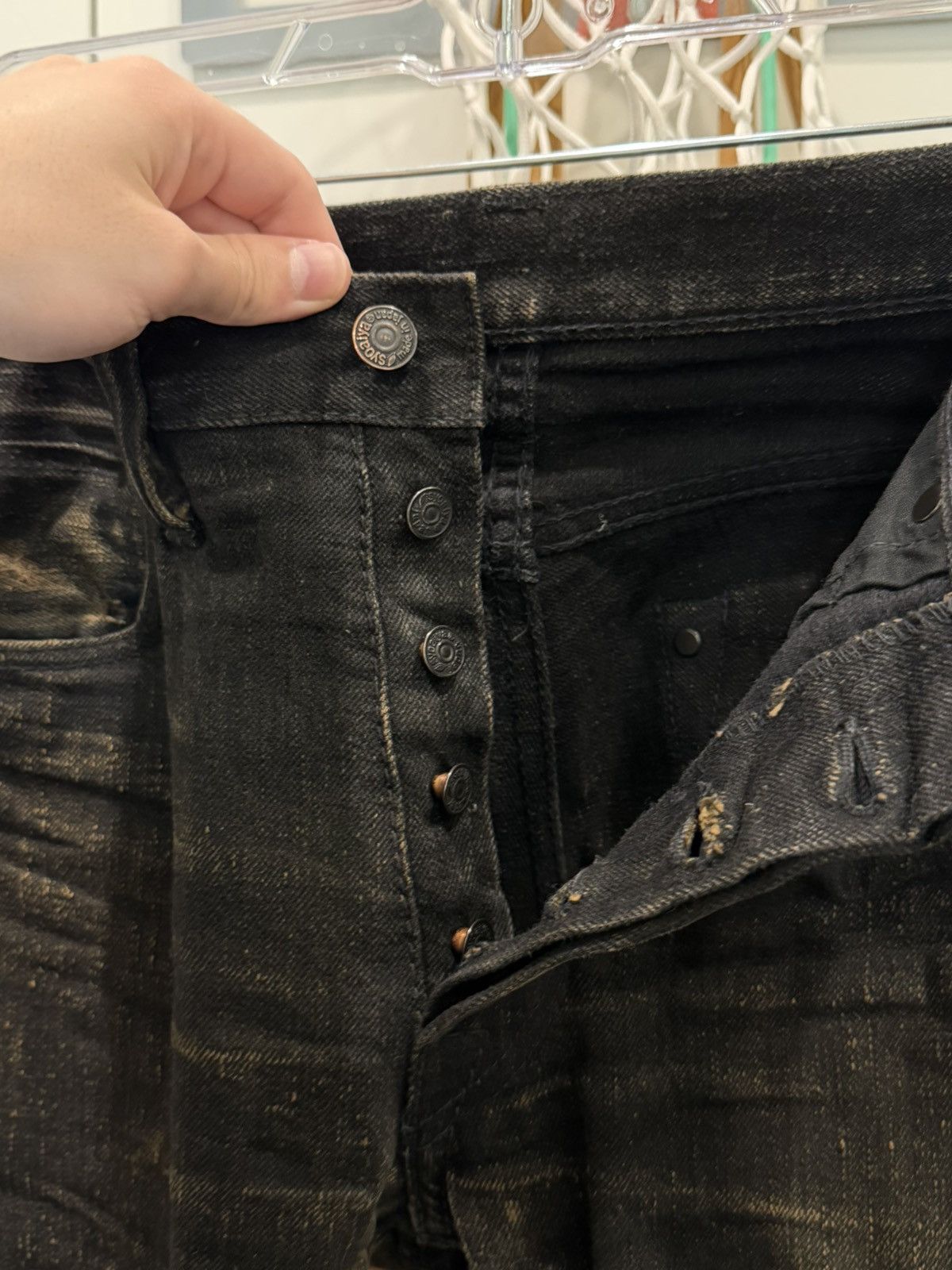 Pure Blue Japan Tea Core Dyed Black Selvedge Jeans - TCD-003-BK Size US 30 / EU 46 - 10 Thumbnail
