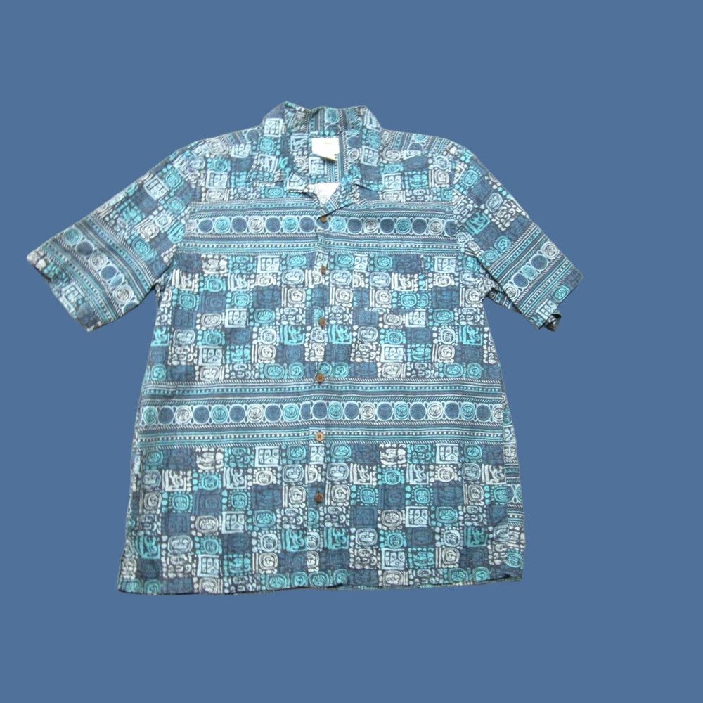 Vintage VINTAGE L.L. Bean Shirt Mens M Geometric Hawaiian Short Sleeve Blue Green Casual Mens Accessories? Size US M / EU 48-50 / 2 - 1 Thumbnail
