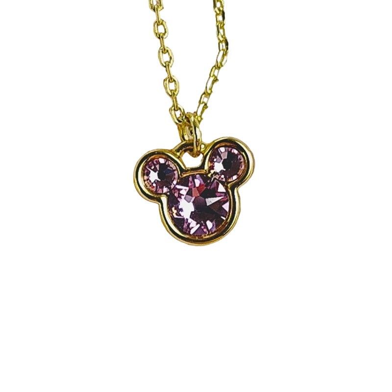 Disney Disney Mickey Mouse Necklace Light Purple Rhinestone Gold Size ONE SIZE - 1 Thumbnail