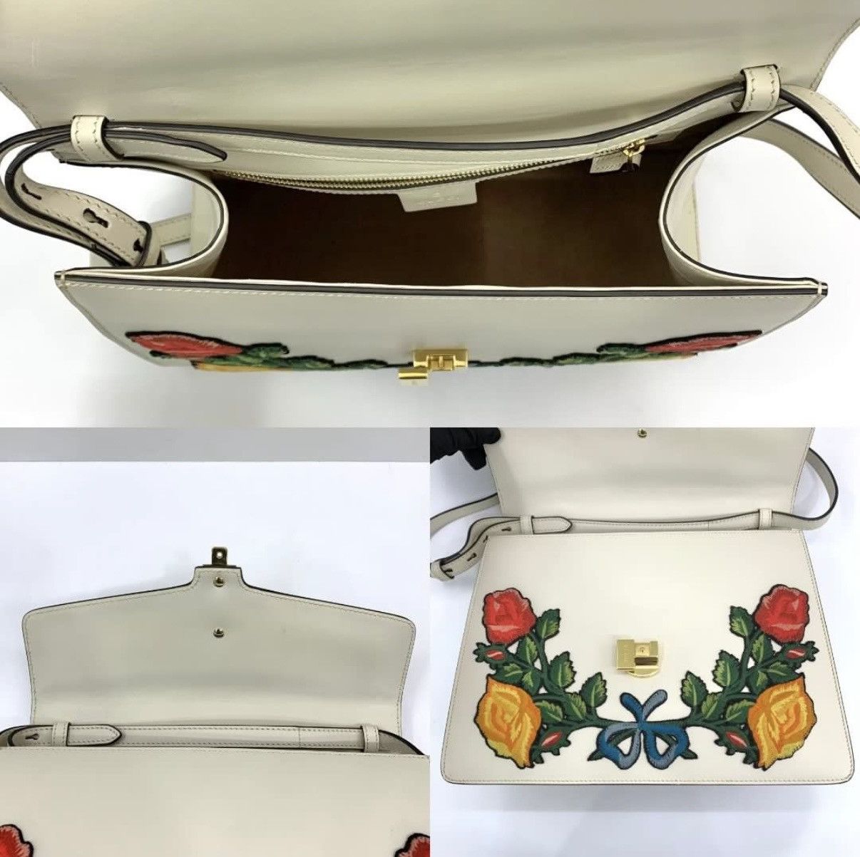 Gucci Gucci Sylvie Floral Embroidered Medium Top-Handle Bag Size ONE SIZE - 9 Thumbnail