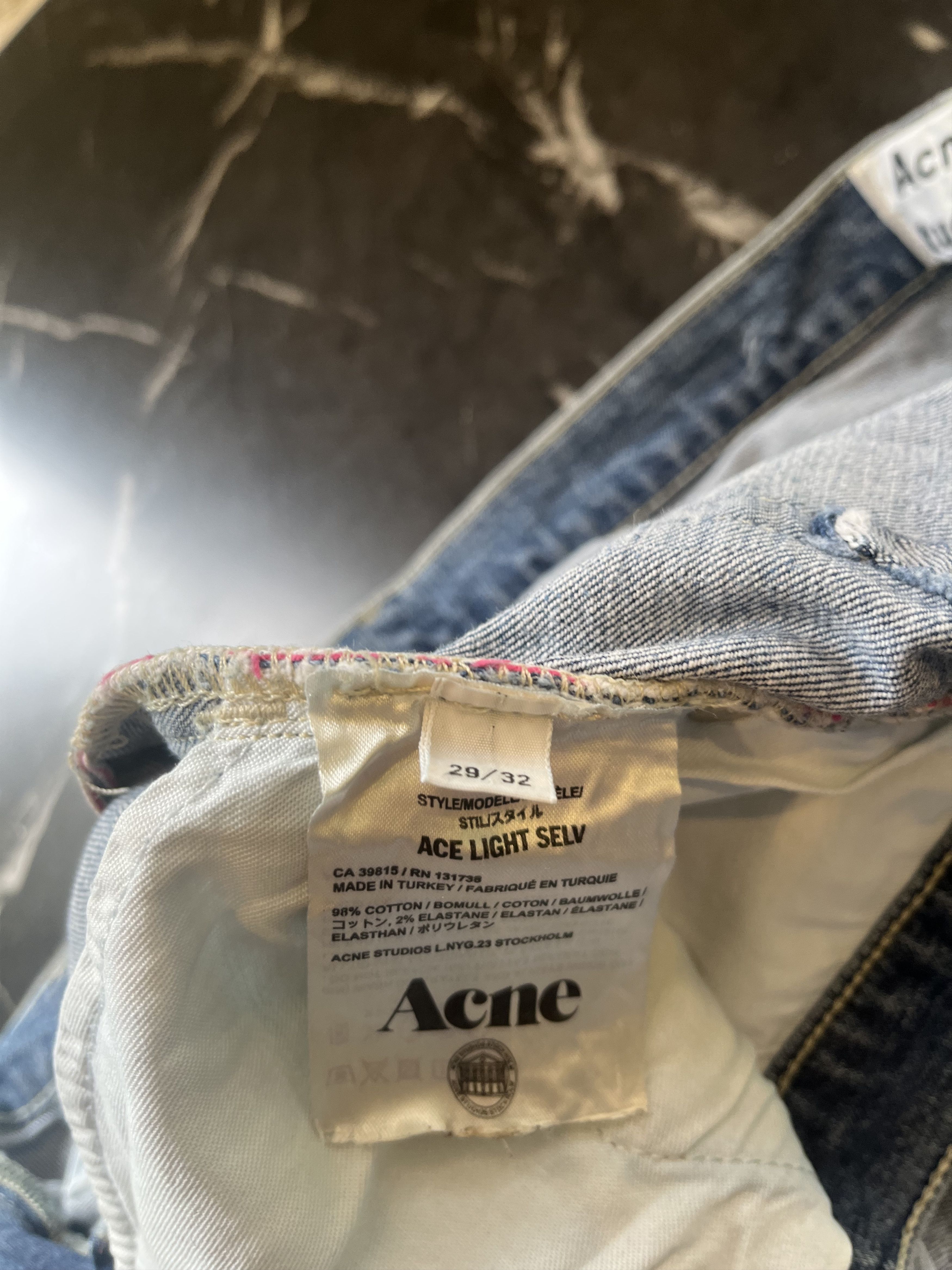 Acne Studios Ace Light Washed Selv Straight Leg Vintage Denim Size US 29 - 4 Thumbnail