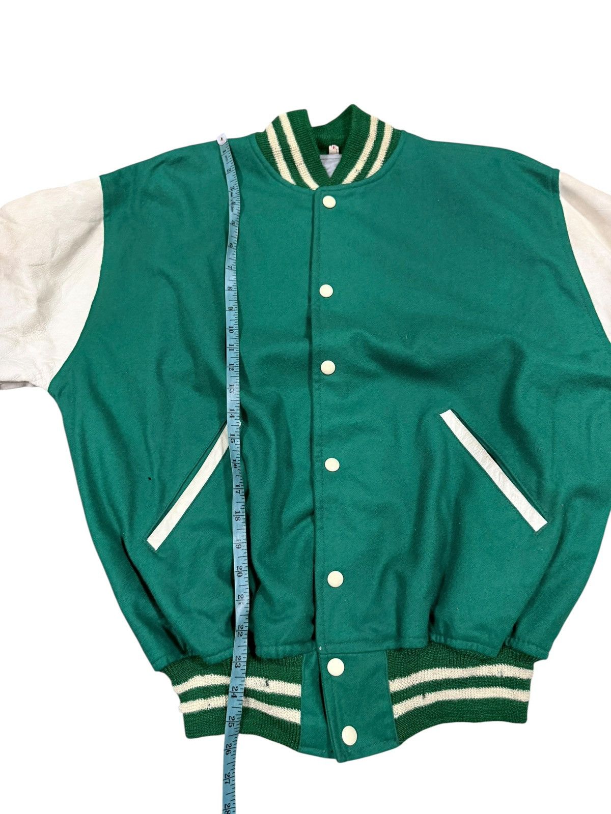 Japanese Brand Vtg💥80’s Teddy Jacket Baseball Wool/Leather Sleeve Jacket Size US L / EU 52-54 / 3 - 13 Thumbnail