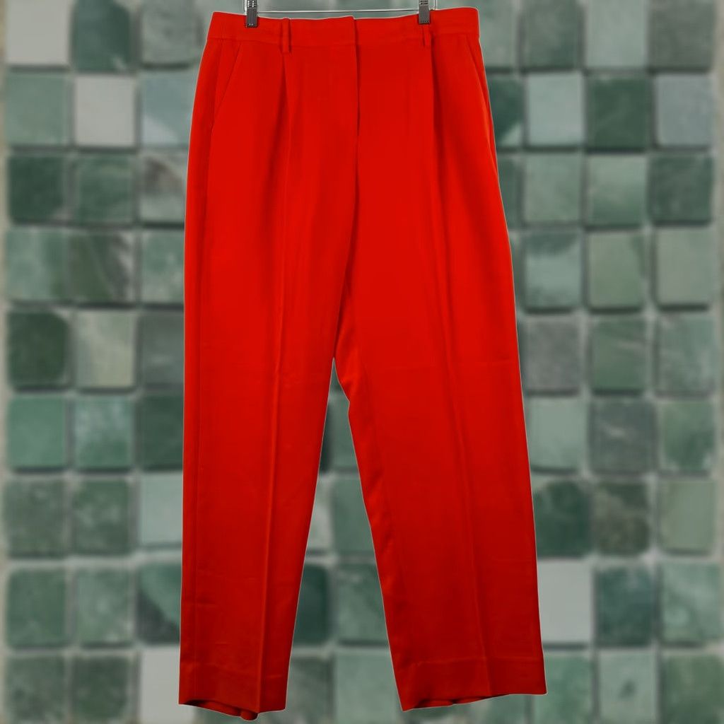 J.Crew J.Crew Pants Bright Red Crepe Pleated High Rise Straight Leg NWT BN157 12 Women's Trousers Dress Pants Daily Workwear Size 34" / US 12 / IT 48 - 1 Thumbnail
