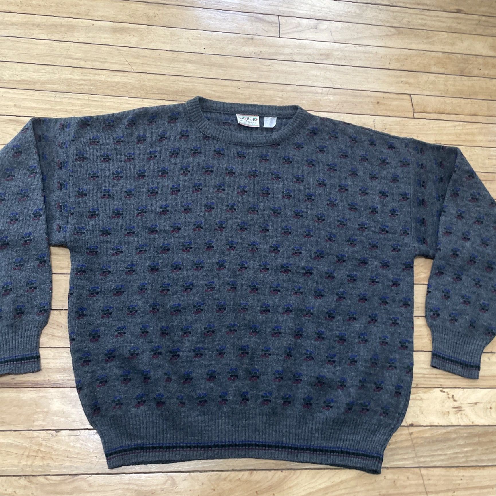 Vintage VINTAGE Giorgio Di Firenze Geometric Wool Sweater Men L Gray Knit 90s Capsule Pullover Size US L / EU 52-54 / 3 - 4 Thumbnail