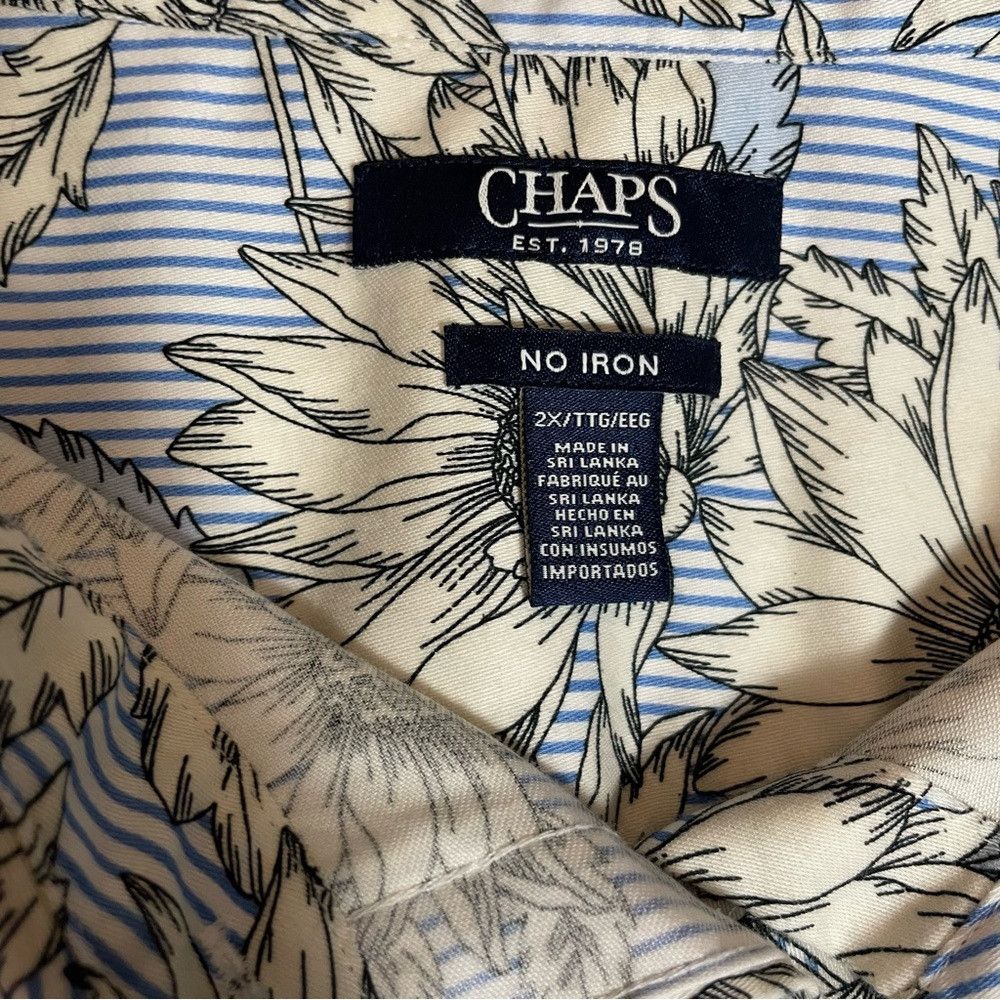 Chaps Chaps Floral Non Iron Long Sleeve Cotton Shirt Size 2X Size XXL / US 16-18 / IT 52-54 - 7 Thumbnail