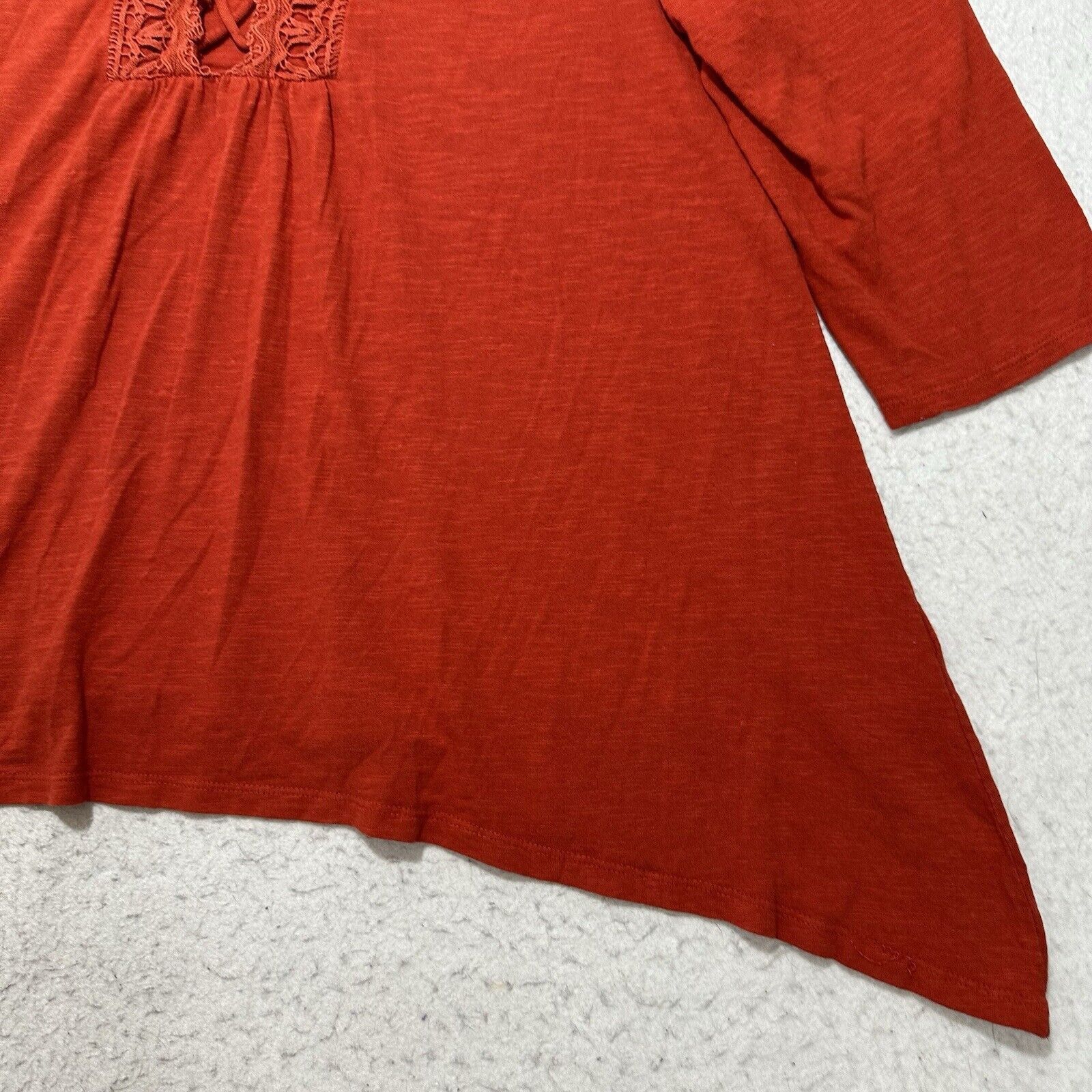 Chicos Chico's 3 XL Burnt Orange 3/4 Sleeve Lace Boho Blouse Size XL / US 12-14 / IT 48-50 - 8 Thumbnail