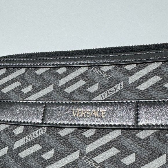 Versace Versace Black La Greca Messenger Bag Black Grey Size ONE SIZE - 3 Thumbnail