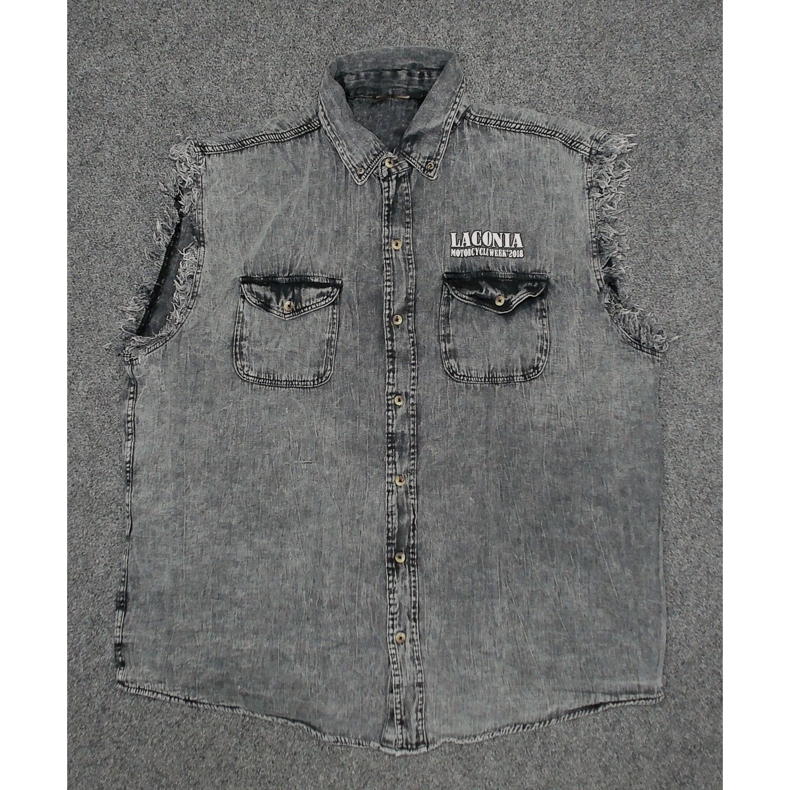 Vintage Custom / Oversized Distressed Acid Wash Biker Vest 3XL Size US XXL / EU 58 / 5 - 3 Thumbnail
