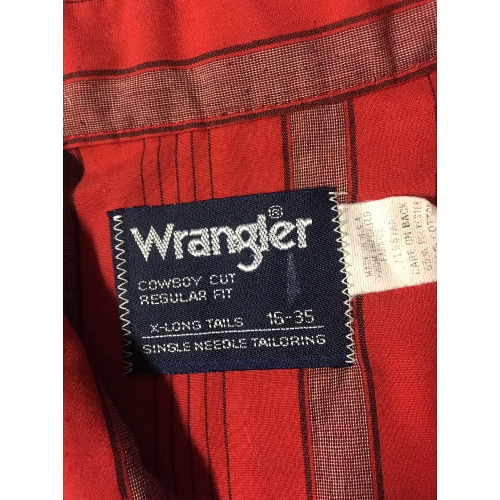 Wrangler VINTAGE Wrangler Striped Pearl Snap Shirt M 16-35 Red Cotton Button-Up Casual Men Square Collared Rodeo 70s 80s Southwestern USA Mens Size US M / EU 48-50 / 2 - 7 Thumbnail