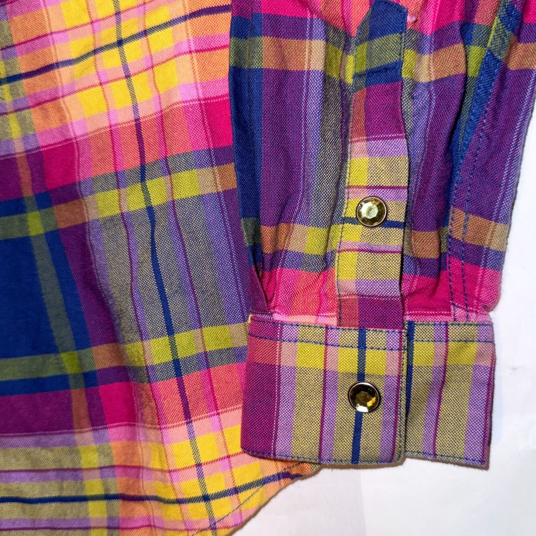 Vintage Panhandle Slim Shirt Pink Plaid Rhinestone Western Button-Up M Womens Regular Long Sleeve Cotton Size M / US 6-8 / IT 42-44 - 5 Thumbnail