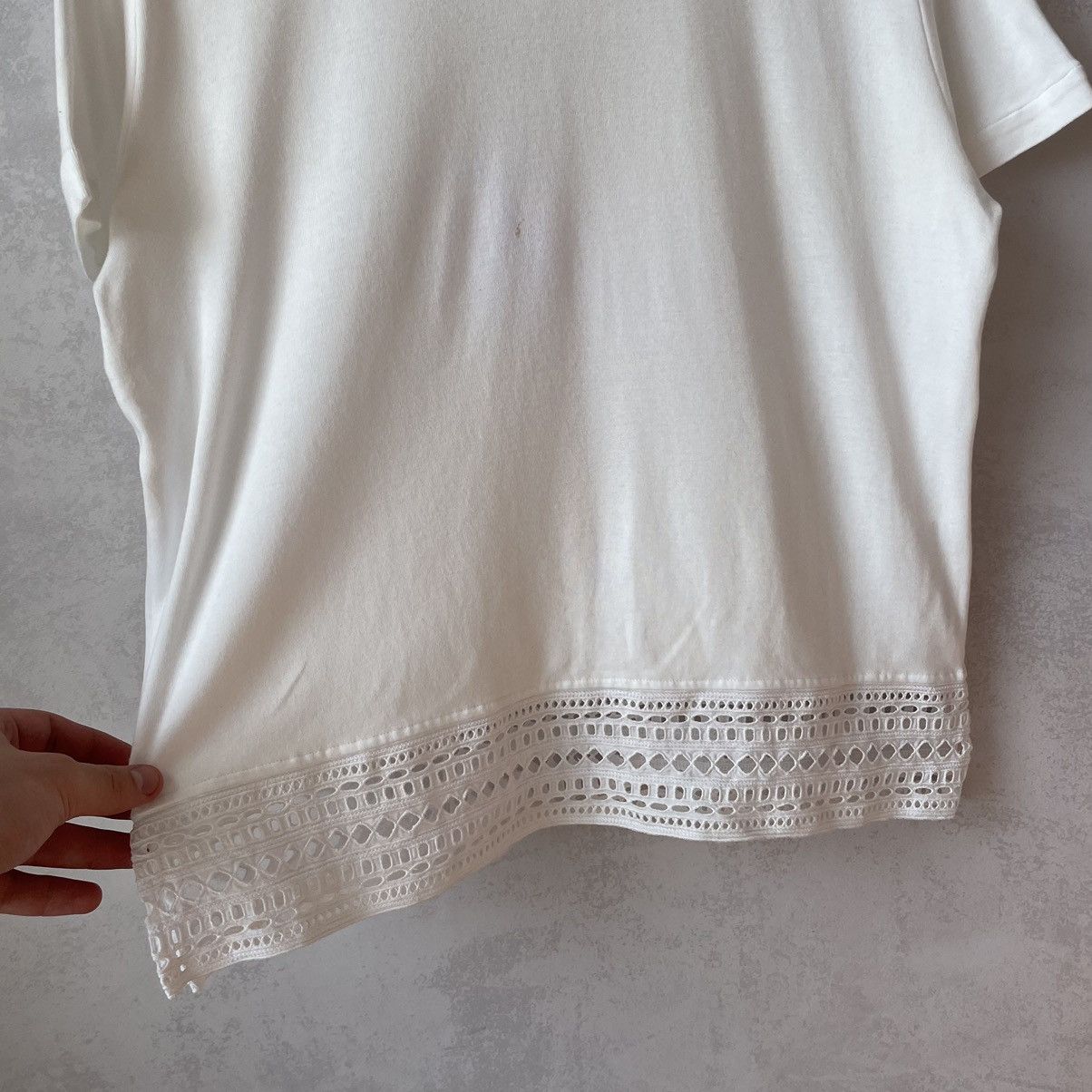 Loro Piana Loro Piana Lace Detail Silk Collar T-Shirt Size L / US 10 / IT 46 - 3 Thumbnail