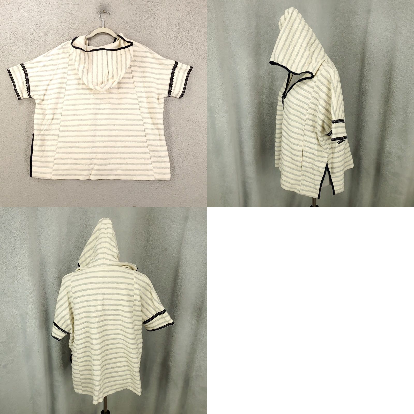 Madewell Madewell Womens Hoodie Sweater Striped Oversized V-Neck Pullover XS Small Multicolor Knit 100% Cotton Casual Womens Size XS / US 0-2 / IT 36-38 - 8 Thumbnail