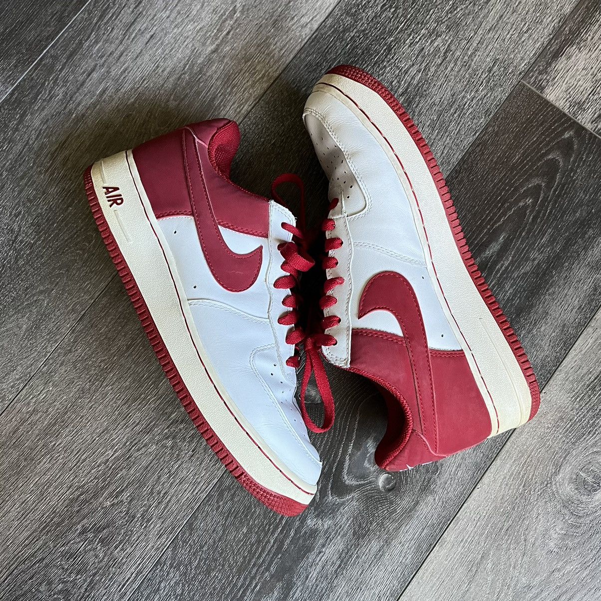 Nike Vintage 2000s Nike Air Force 1 White Varsity Red Shoes Sz 9 Size US 9 / EU 42 - 1 Thumbnail
