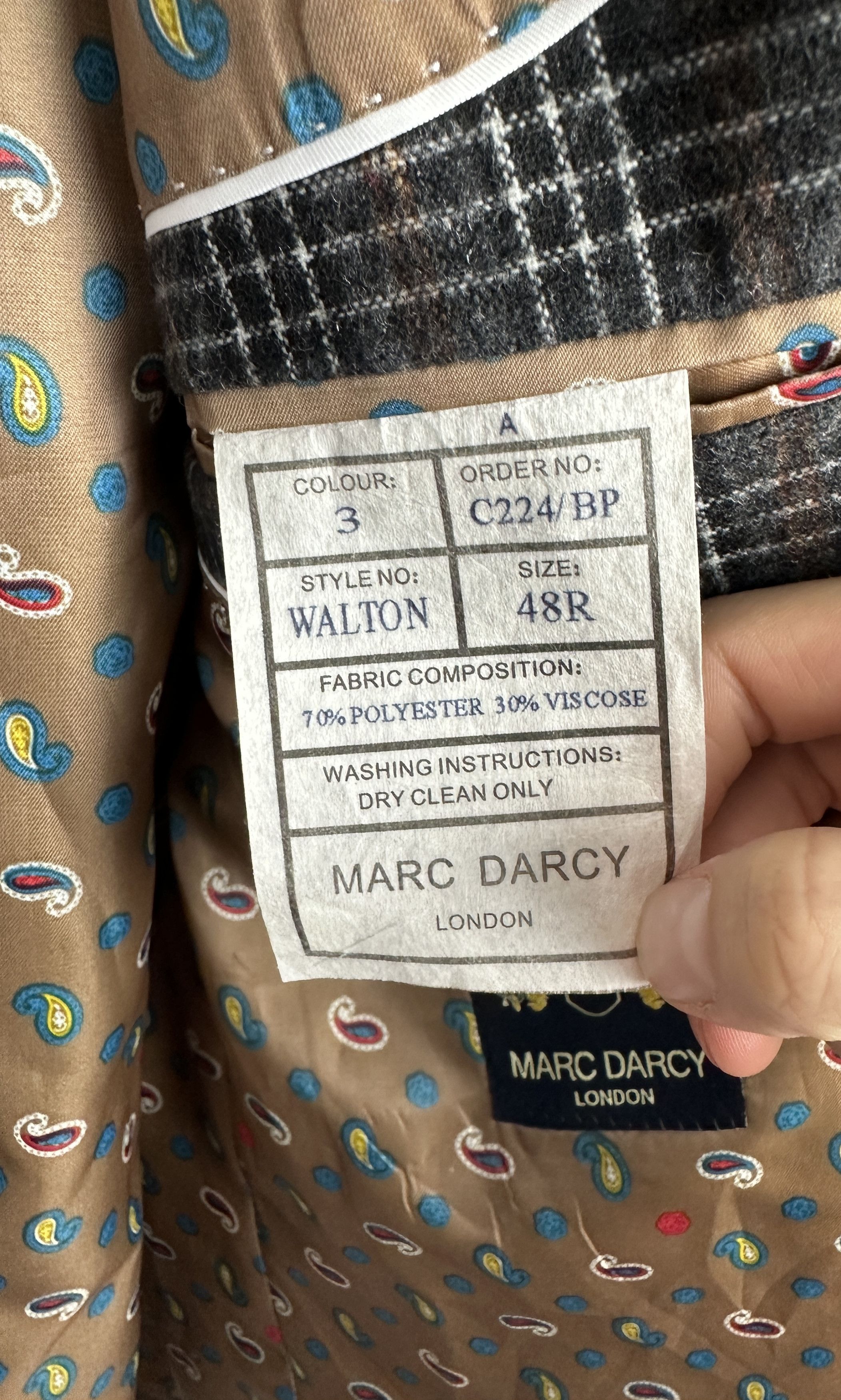 Vintage Marc Darcy woolen tweed checked men blazer jacket Size 48R - 8 Thumbnail