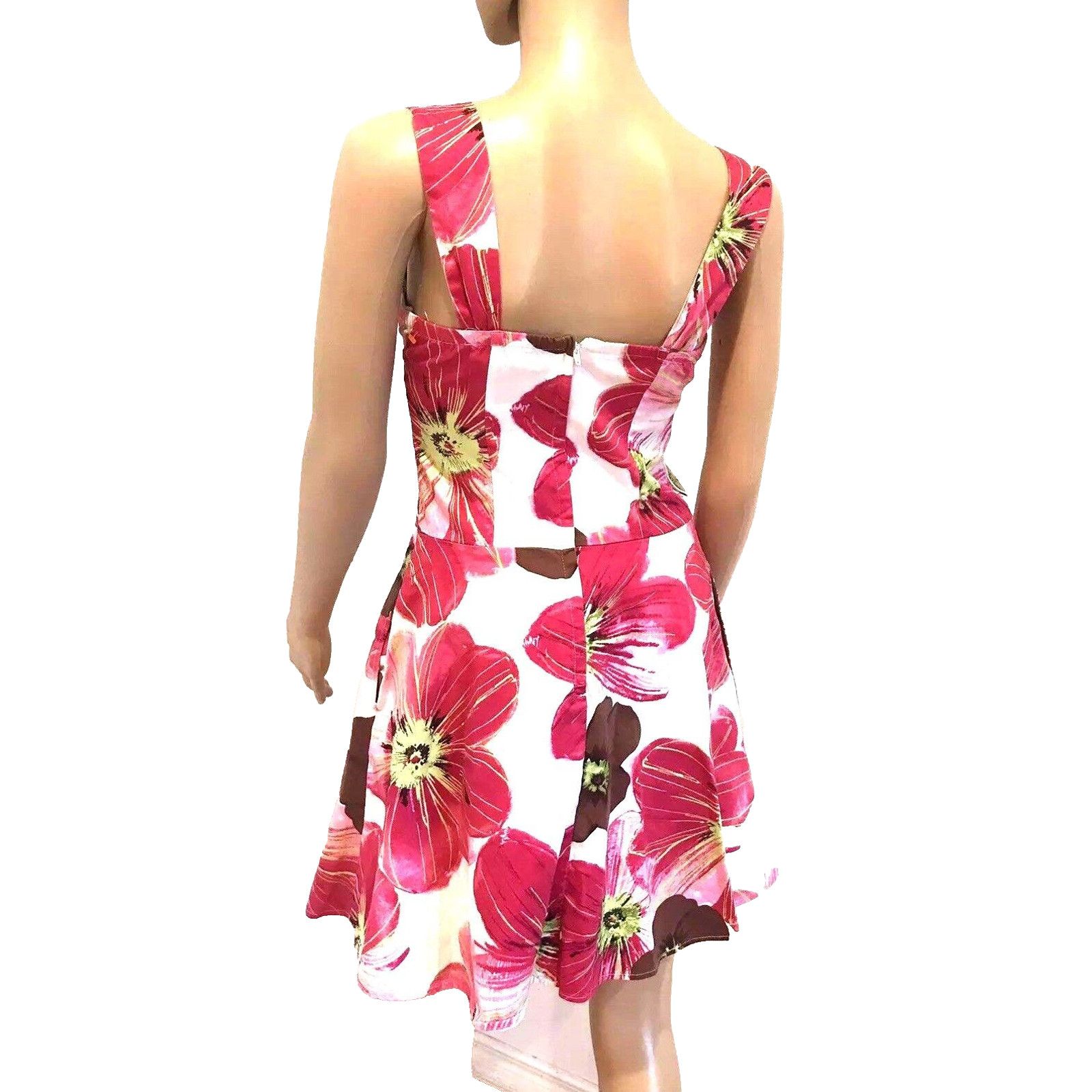 Vintage Candies Pink Floral Fit Flare Skater Midi Dress Sz 3 Pockets Size ONE SIZE - 2 Thumbnail
