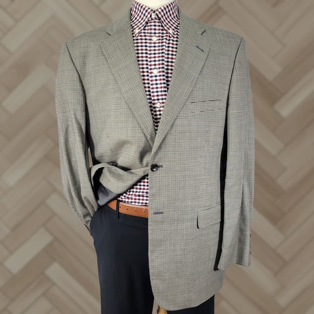 Stafford Stafford Sport Coat Blazer Mens 44L Wool Multi Color Houndstooth Two Button Size 44R - 1 Thumbnail