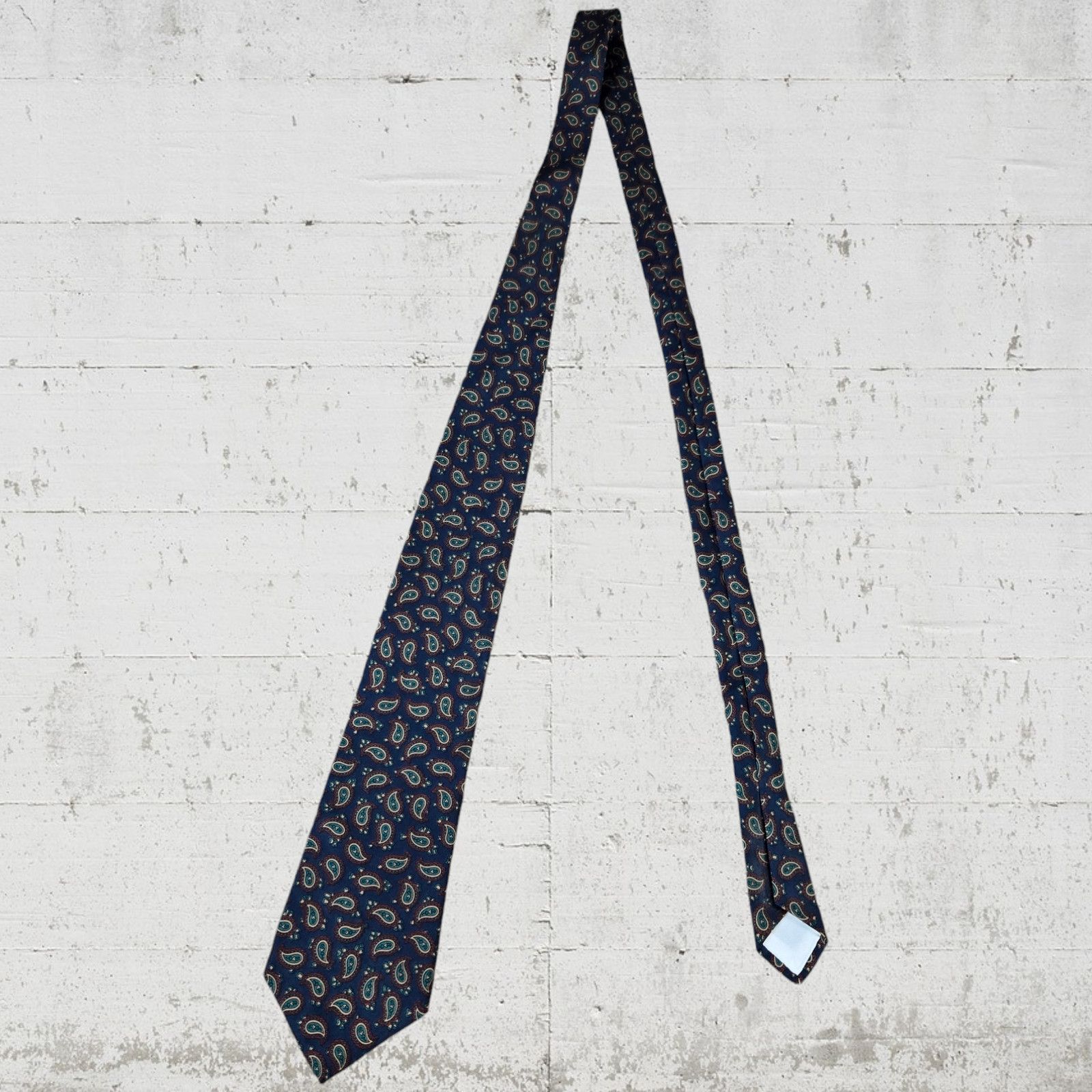 Vintage Vintage Navy Paisley Print 80s London Neck Tie Size ONE SIZE - 2 Thumbnail