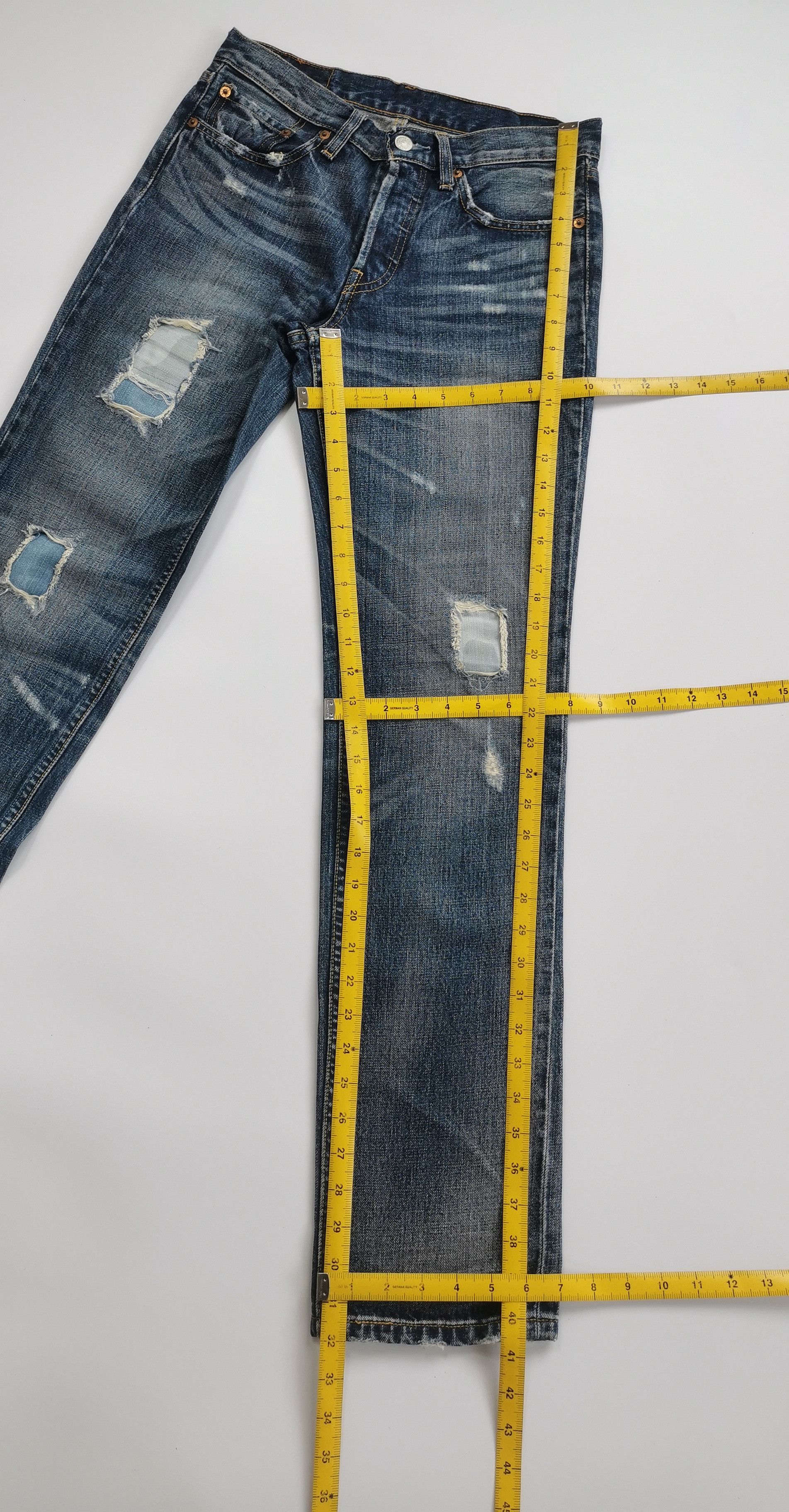 Levi's RARE SAMPLE Levis501 Distressed Boro Patchwork Jeans Vintage Size US 28 / EU 44 - 9 Thumbnail