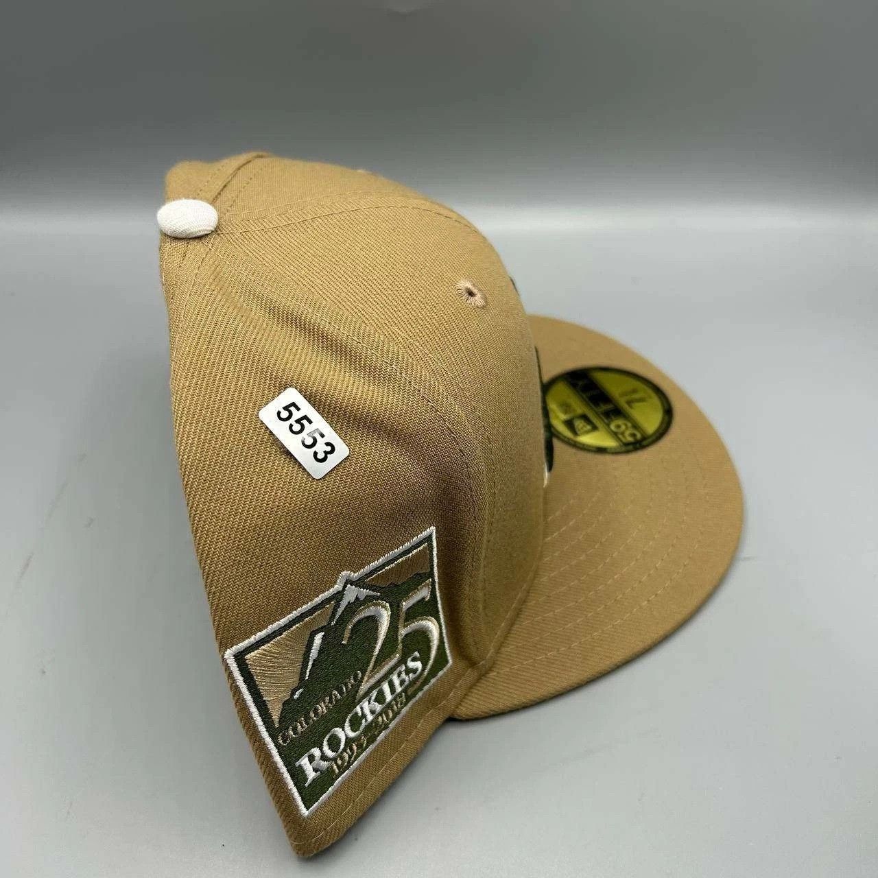 New Era Colorado Rockies Hat Men 7 3/8 Beige Green MLB Fitted Cap Size ONE SIZE - 9 Thumbnail
