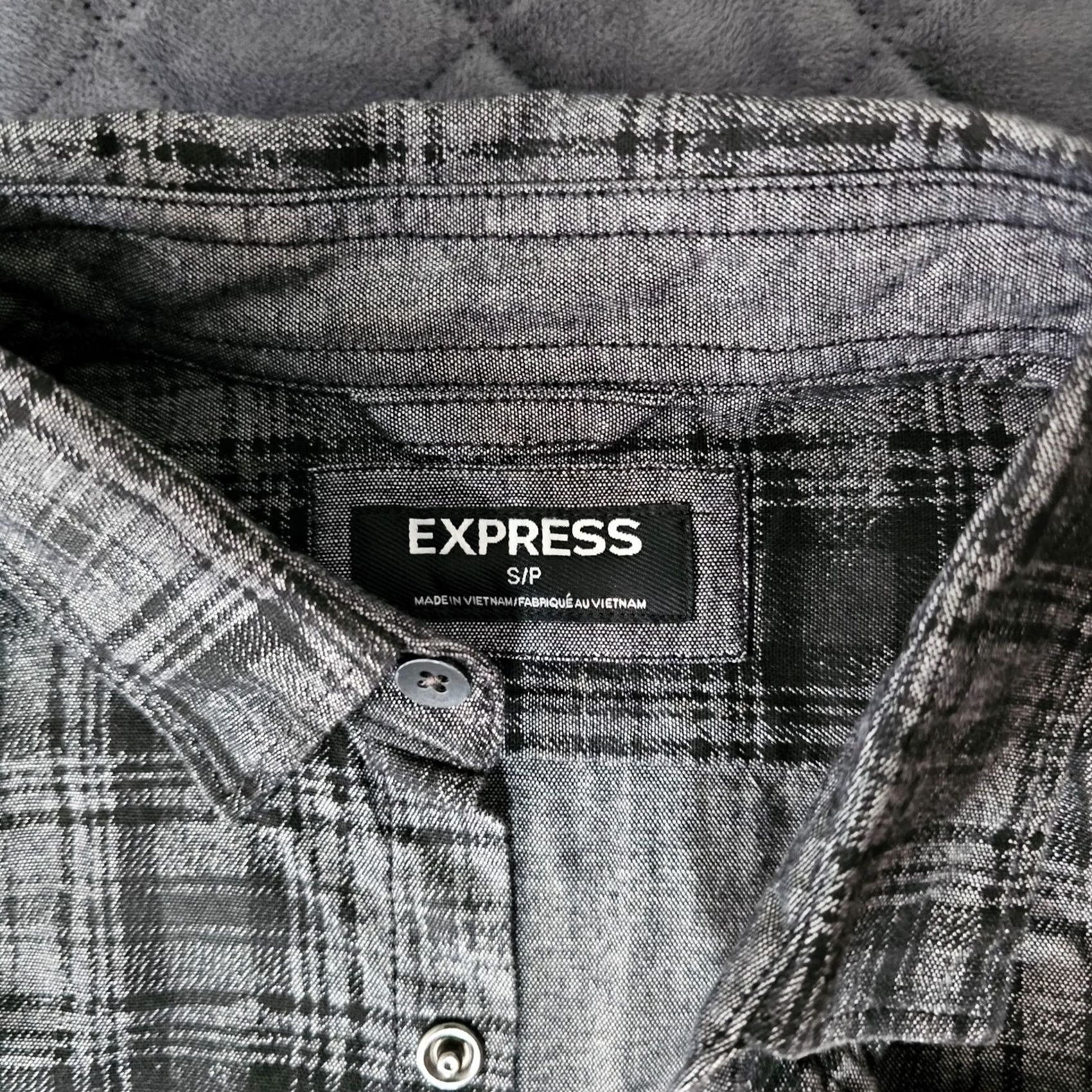 Express VINTAGE Express Shirt Men Small Black Plaid Button-Up Long Sleeve Snap Front Pocketed Regular Fit Collared Shirt Size US S / EU 44-46 / 1 - 2 Thumbnail