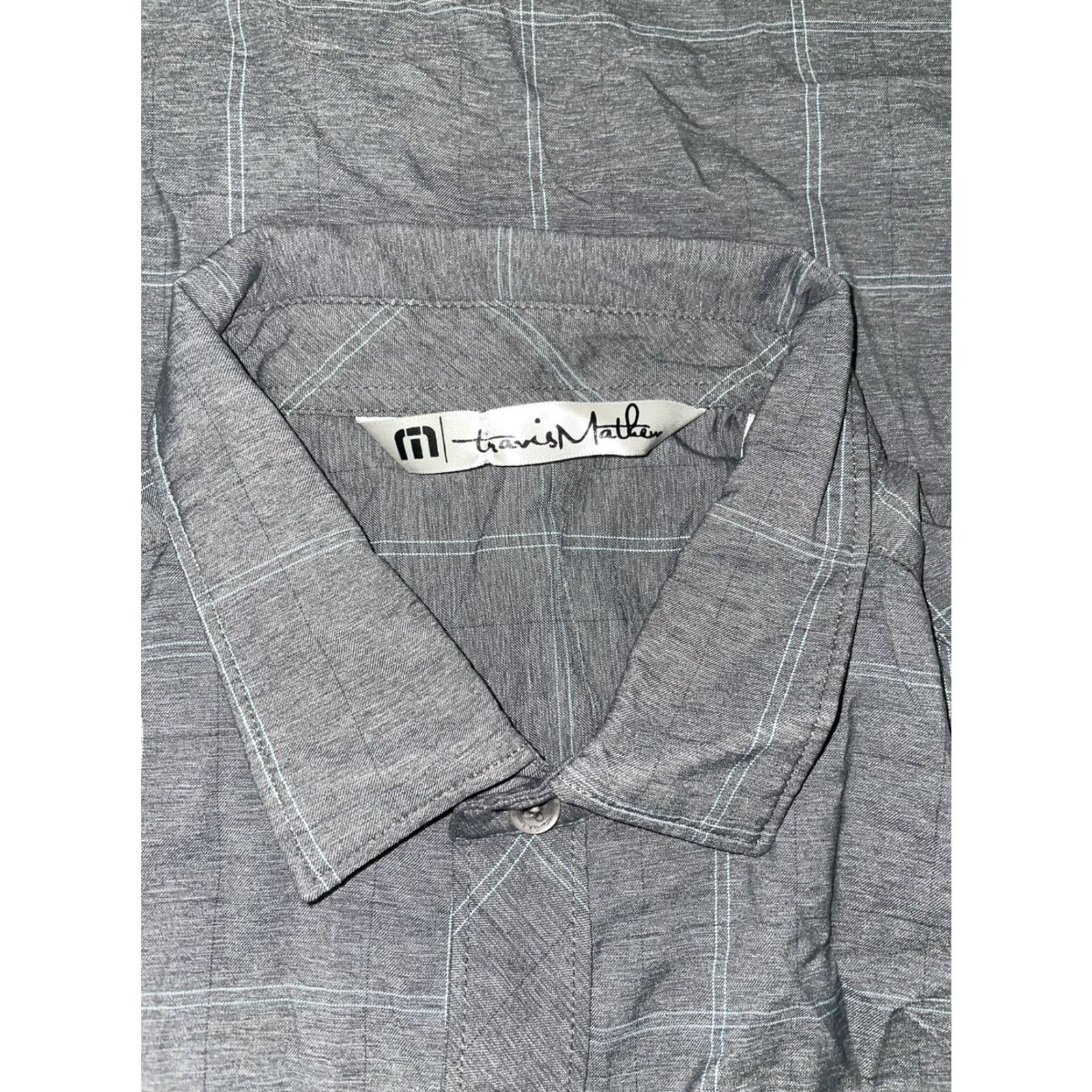 TravisMathew Travis Mathew Shirt Plaid Gray Mens M Short Sleeve Button-Up Regular Sized Shirt Men Gray Plaid Shirt M Mens Size US M / EU 48-50 / 2 - 7 Thumbnail
