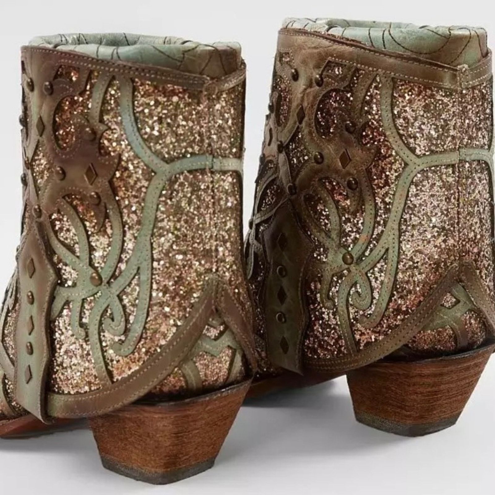 Corral NEW Corral handcrafted leather/sparkles-2 in 1 cowboy boots Size US 6 / IT 36 - 2 Thumbnail