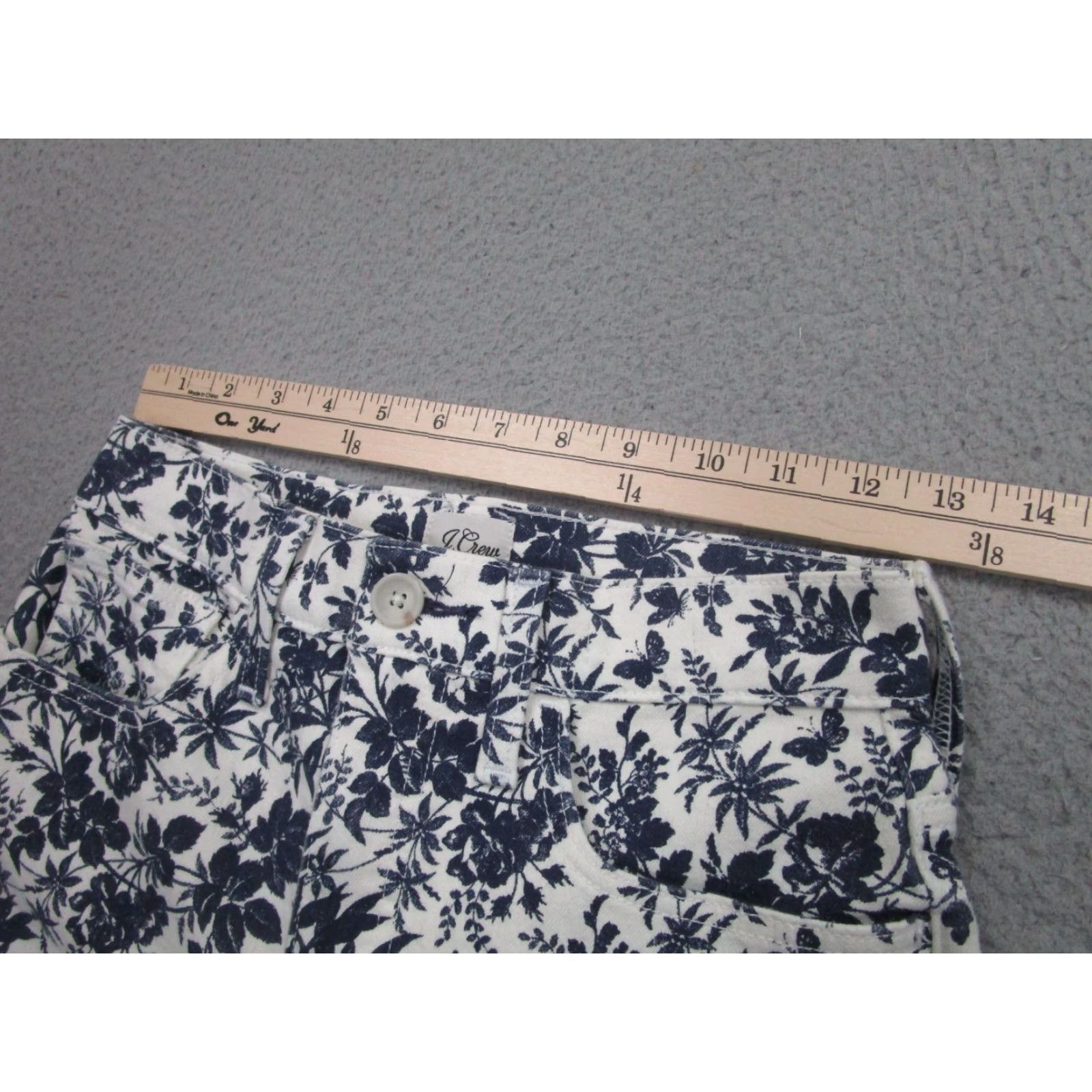 J.Crew J. Crew Jeans Womens 25 Blue White Slim Wide-Leg Floral Print Jeans Size 42" / US 20 - 7 Thumbnail