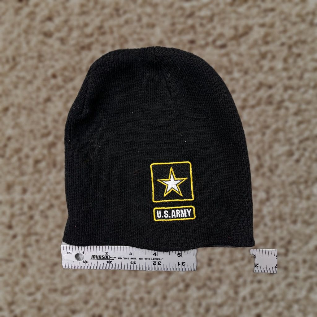 Vintage US Army Beanie Hat Adult One Size Black Knit Embroidered Polyester Ski Logo Winter Mens Size ONE SIZE - 1 Thumbnail