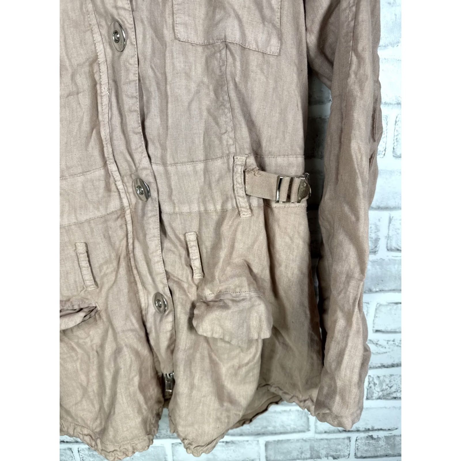 Vintage Pete & Greta LINEN Hooded Jacket Womens M Beige Full Zip Hoodie Size M / US 6-8 / IT 42-44 - 4 Thumbnail