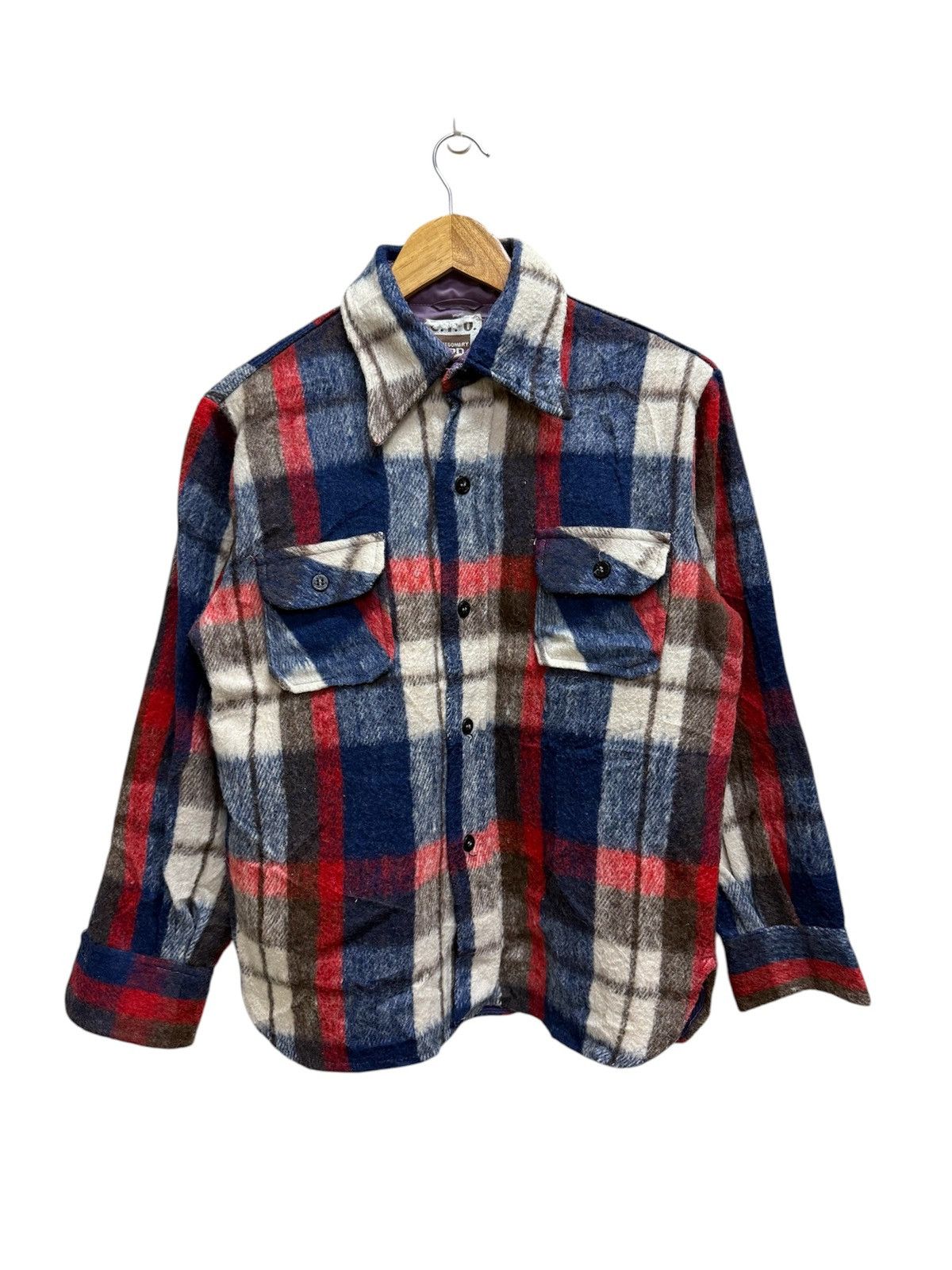 CPO Vintage 70s C.P.O Montgomery Ward Wool Flanel ButtonUp Shirt Size US S / EU 44-46 / 1 - 1 Thumbnail